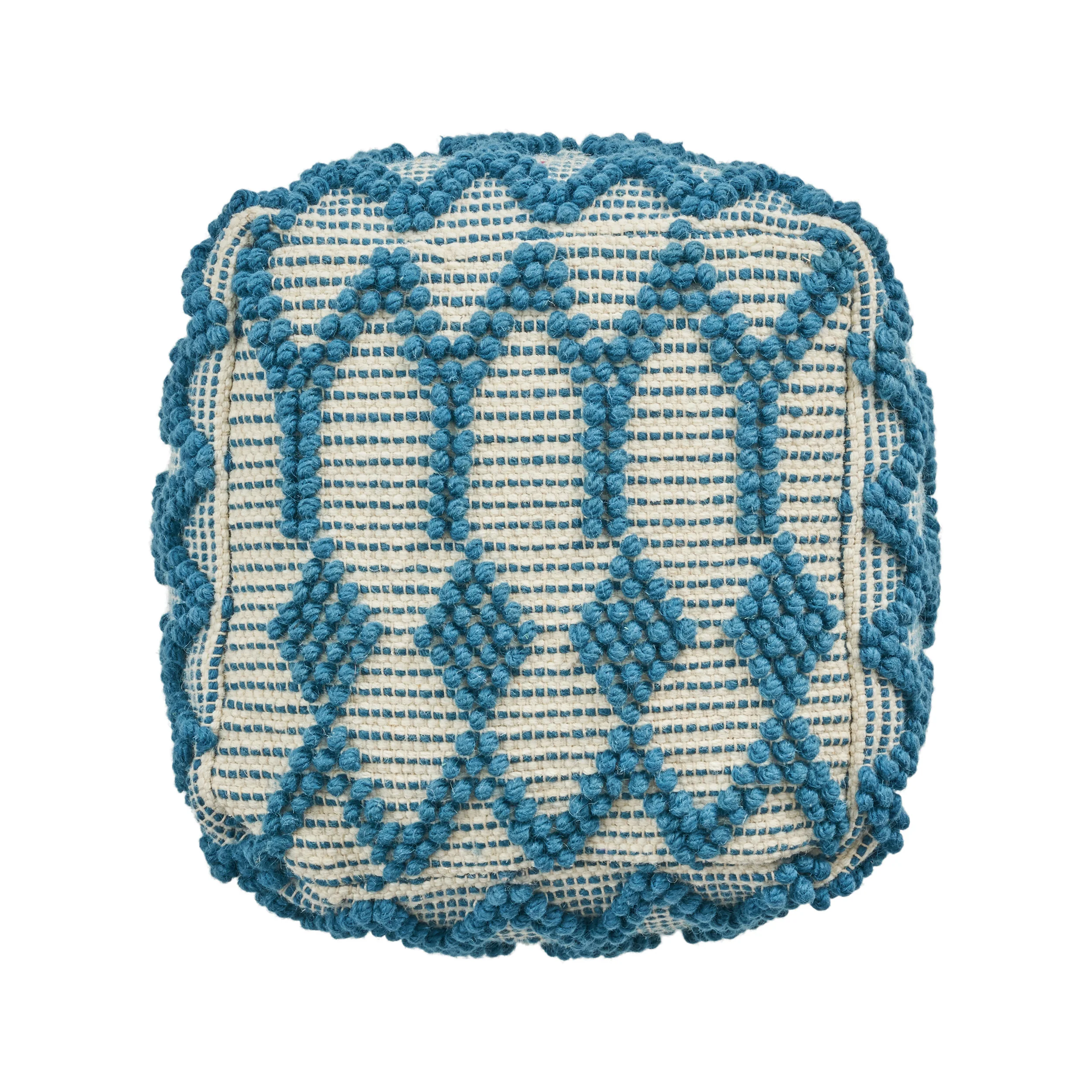 Gracious Boho Wool and Cotton Ottoman Pouf - furnishings