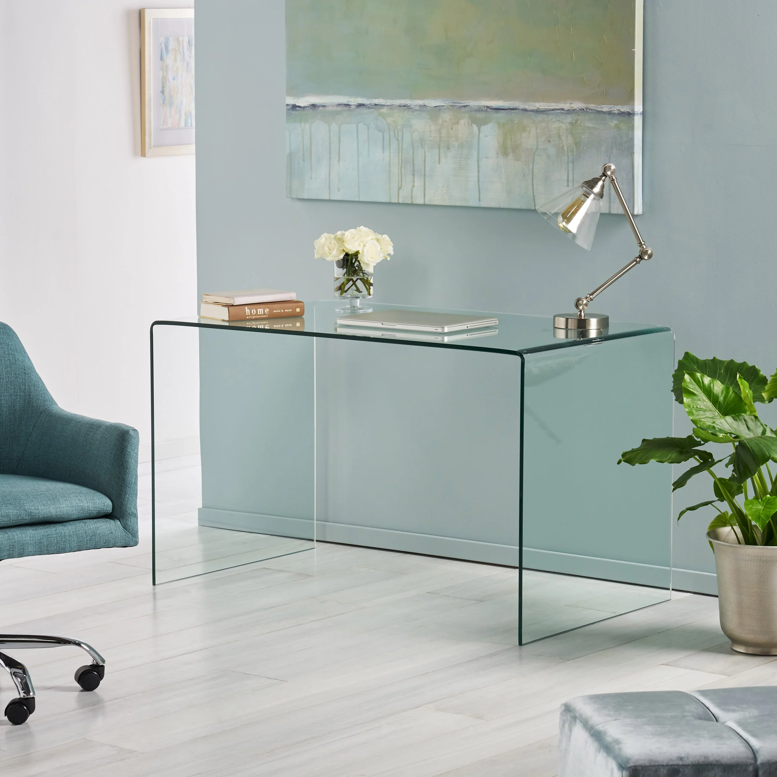 York Glass Computer Desk - furnishings