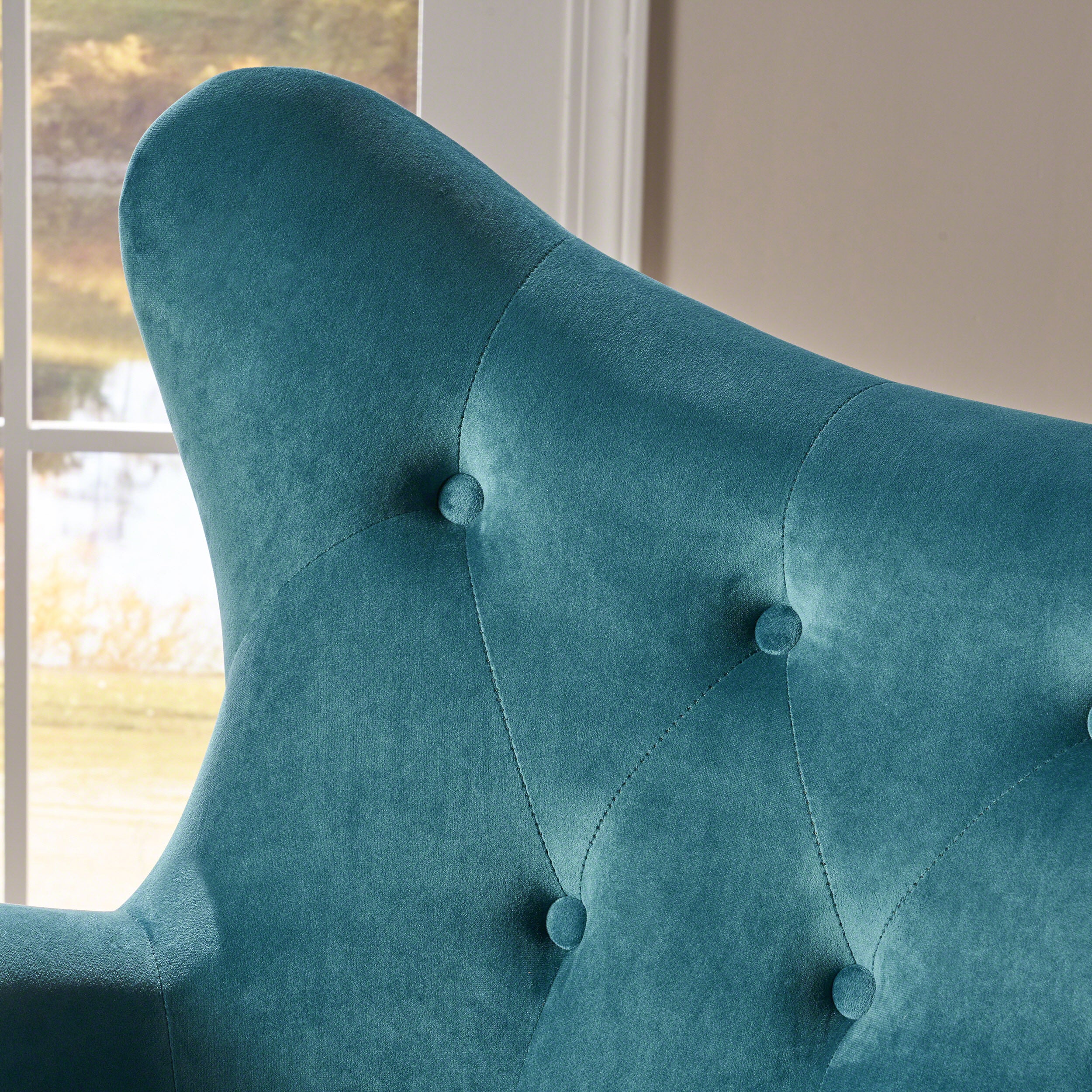 Mae Velvet Tufted Wingback Armchair - furnishings