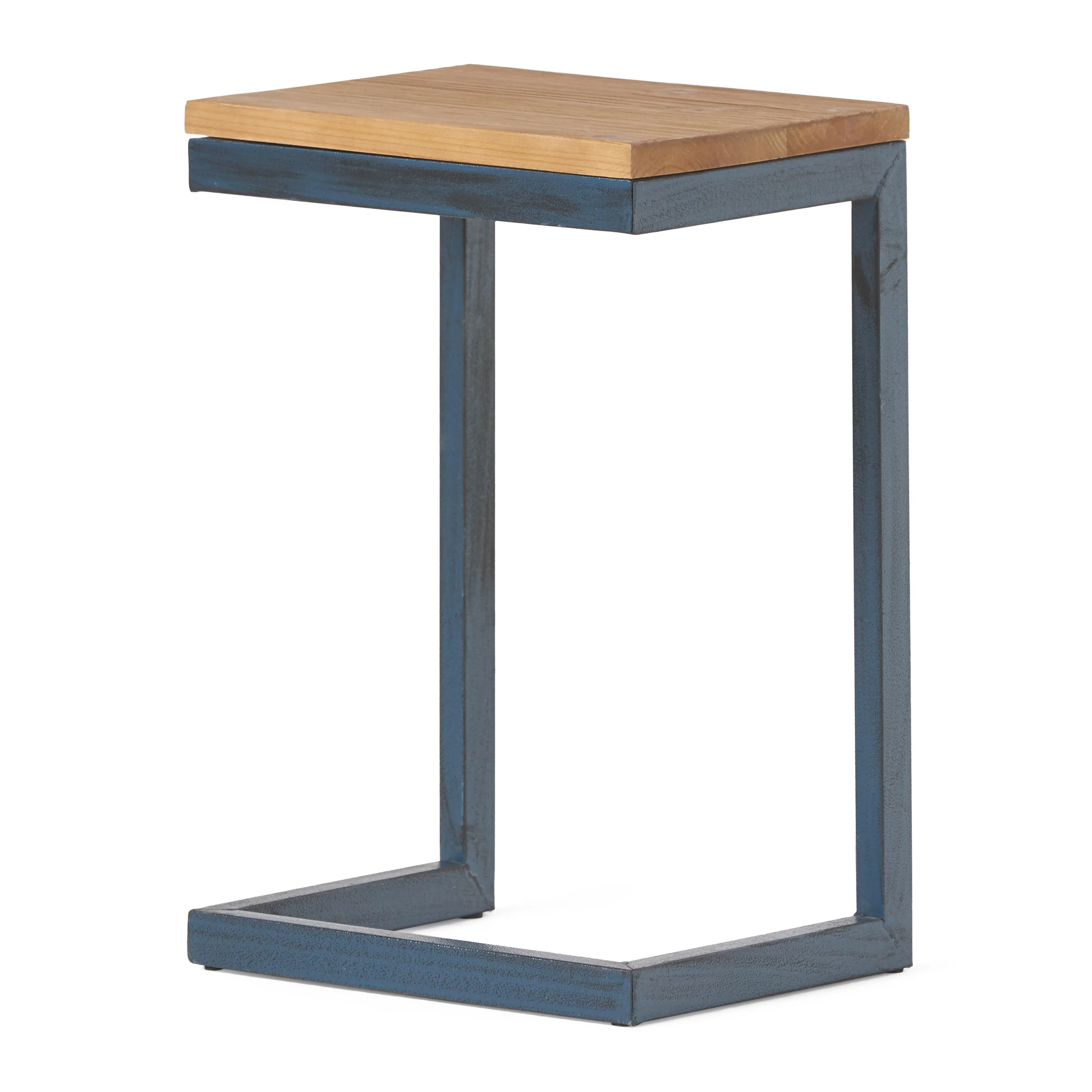 Ramona Modern Industrial Firwood C-Shaped Accent Side Table with Iron Frame - furnishings