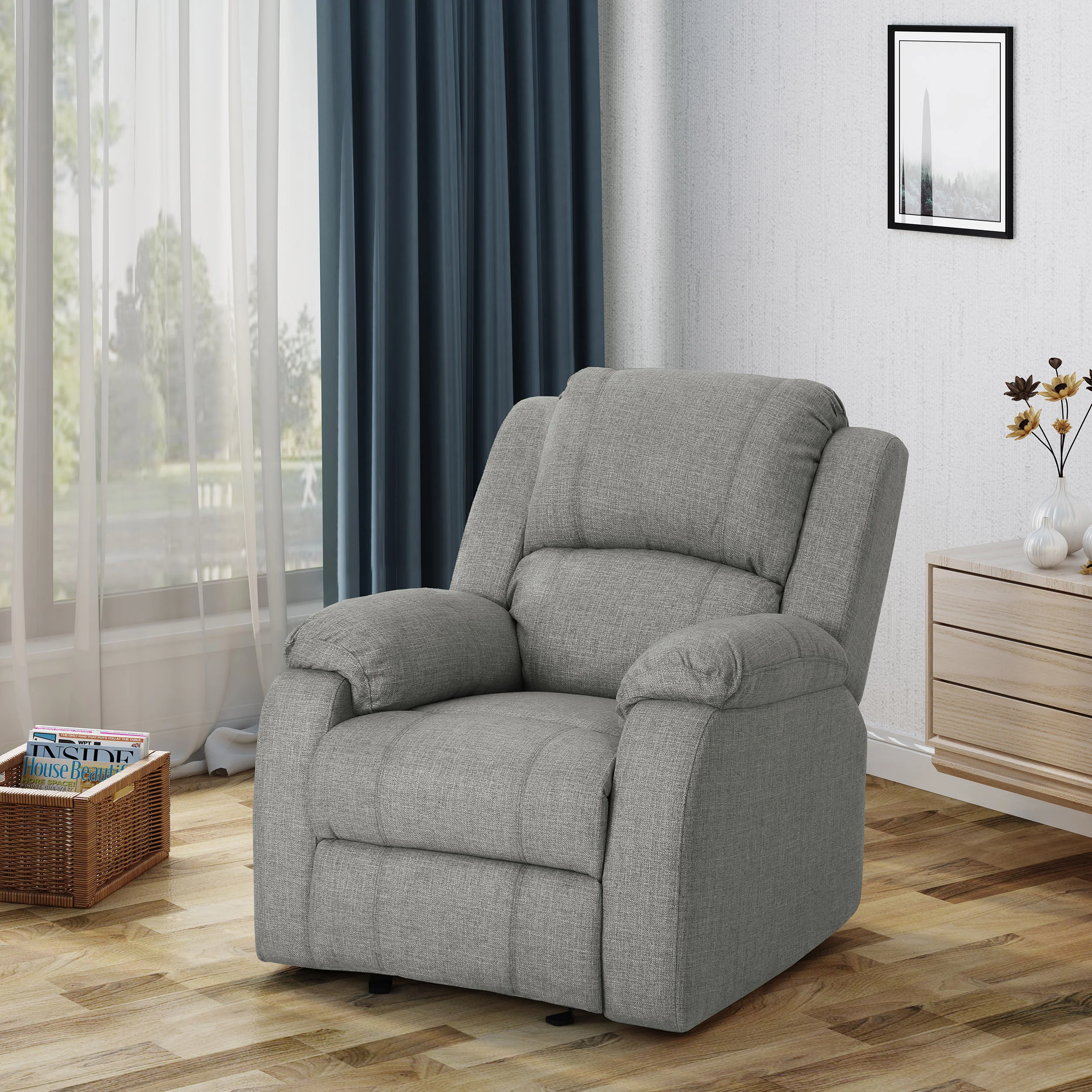 Scarlett Contemporary Pillow Top Fabric Upholstered Gliding Recliner Chair - furnishings
