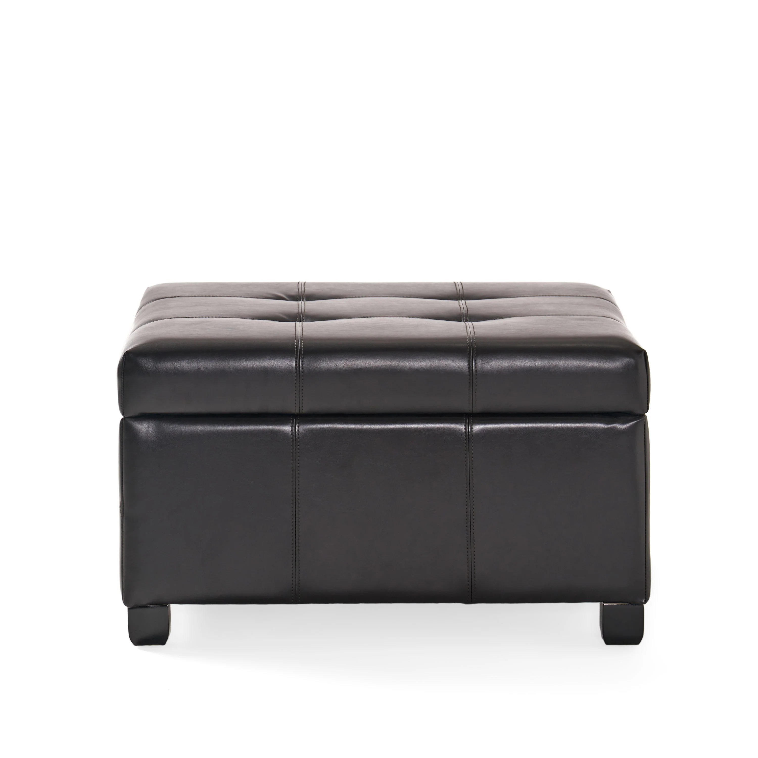 Boston Espresso Brown Tufted Leather Storage Ottoman Coffee Table - furnishings