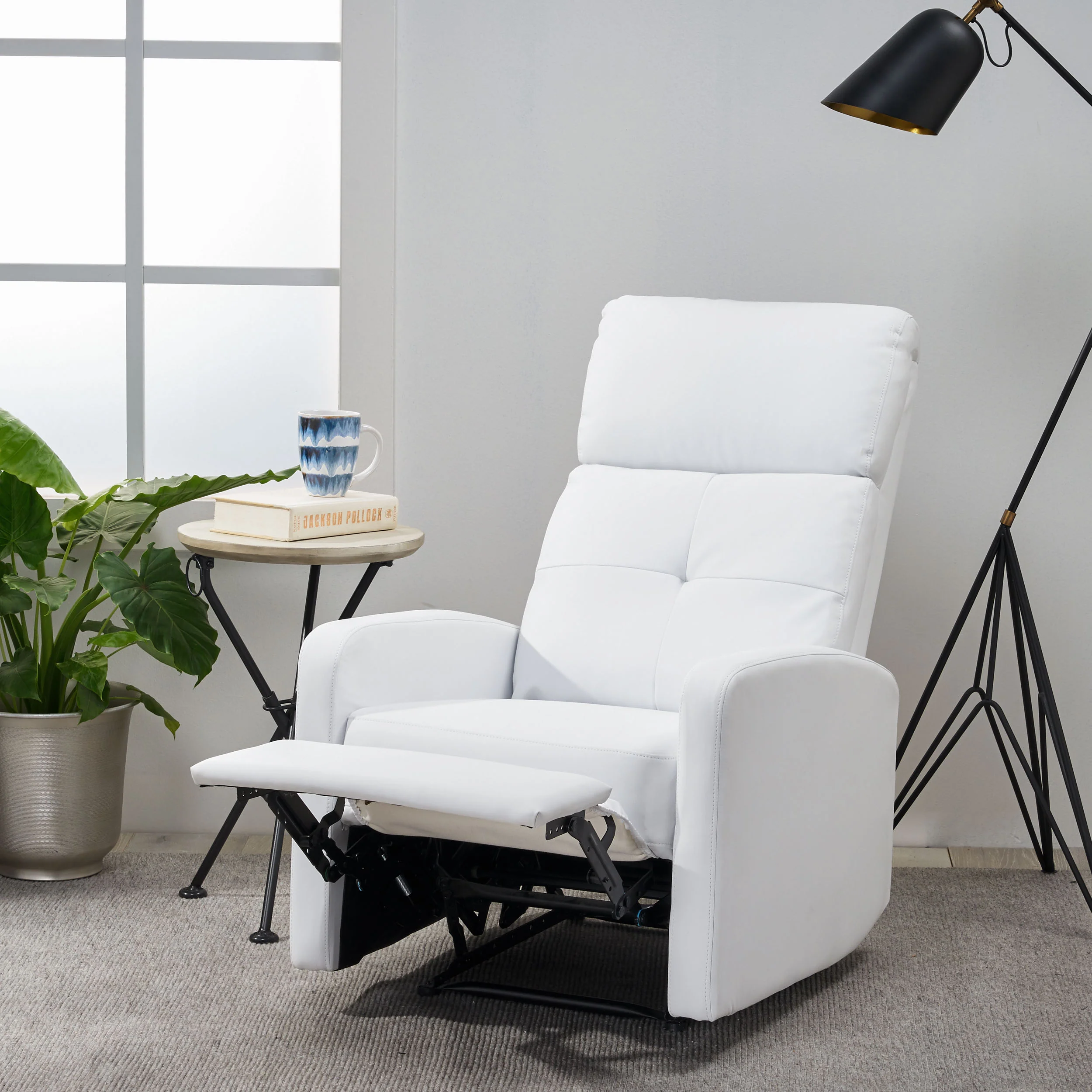 Teyana Contemporary Pillow Top Leather Recliner - furnishings