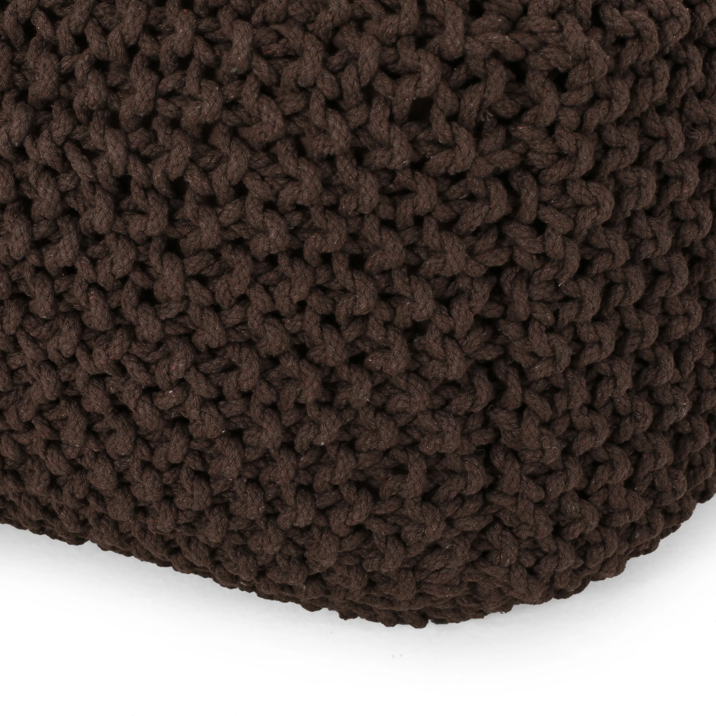Teresa Modern Knitted Cotton Cube Pouf - furnishings