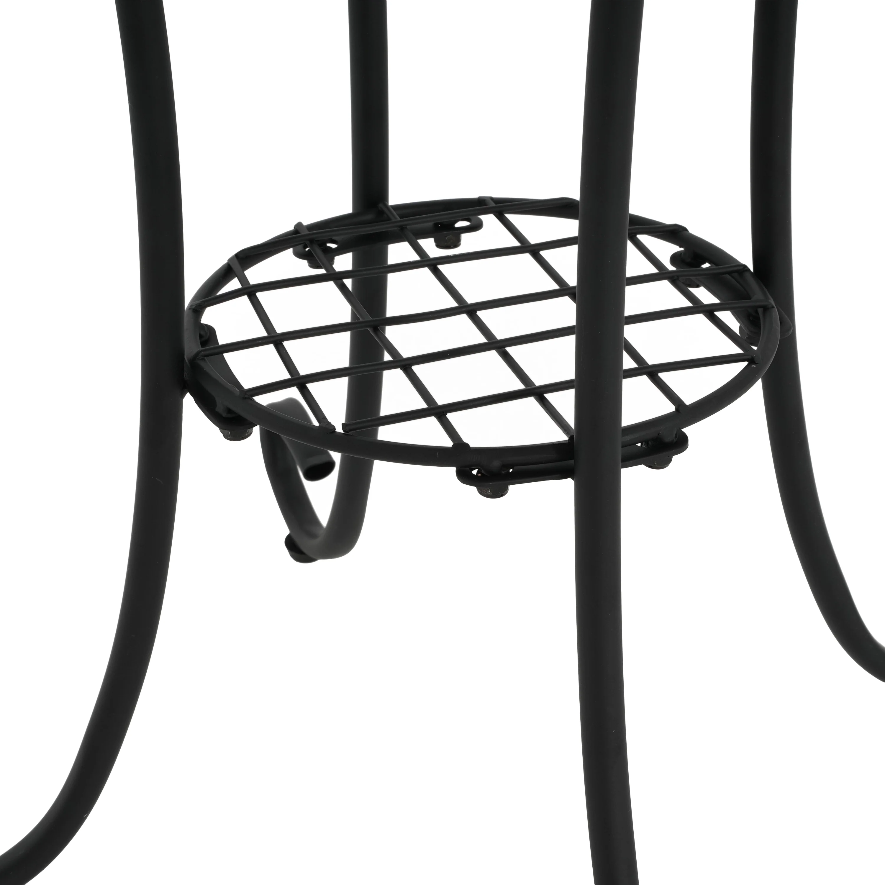 Eulalie Outdoor Patio Round Side Table with Shelf - furnishings
