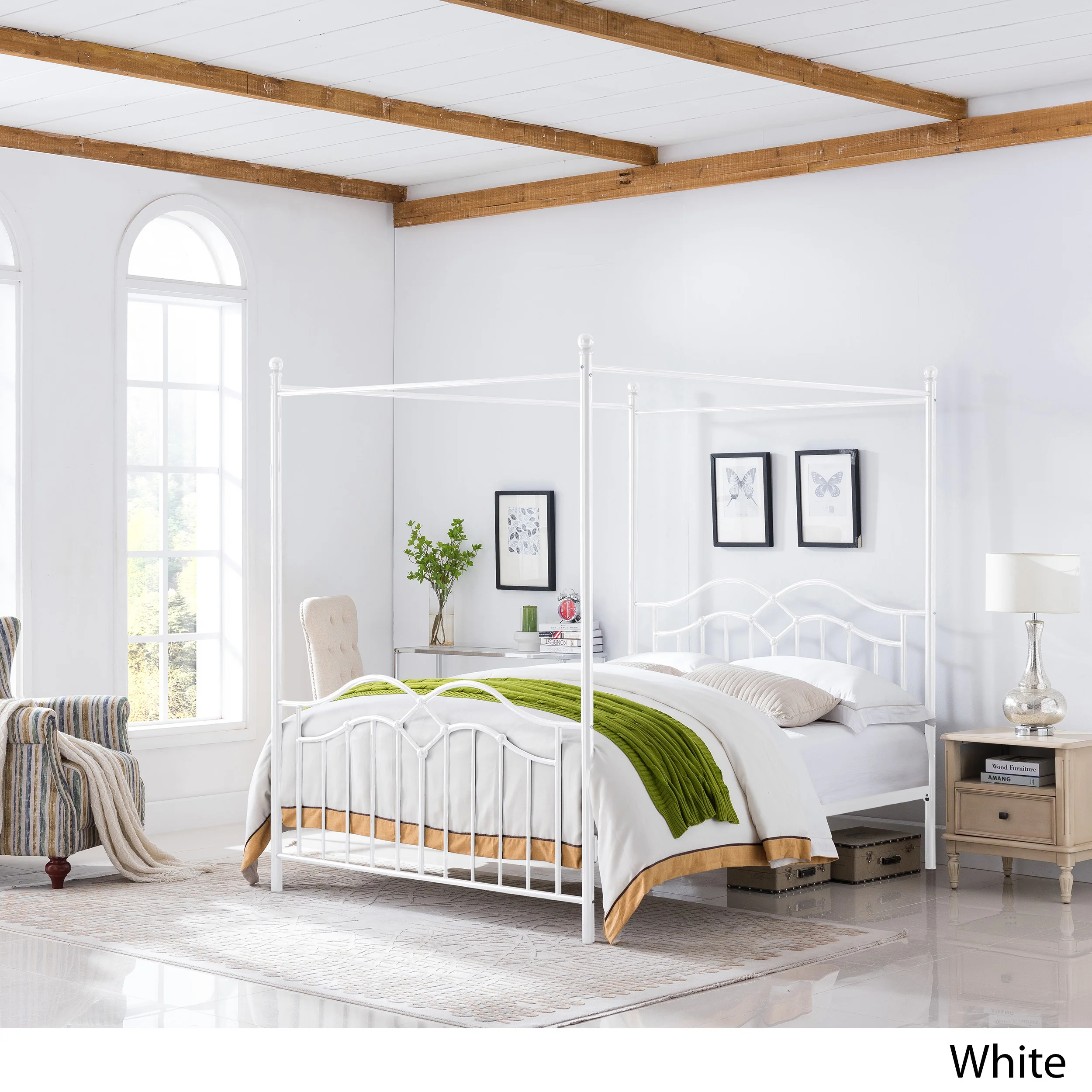 Simona Traditional Iron Canopy Queen Bed Frame - furnishings