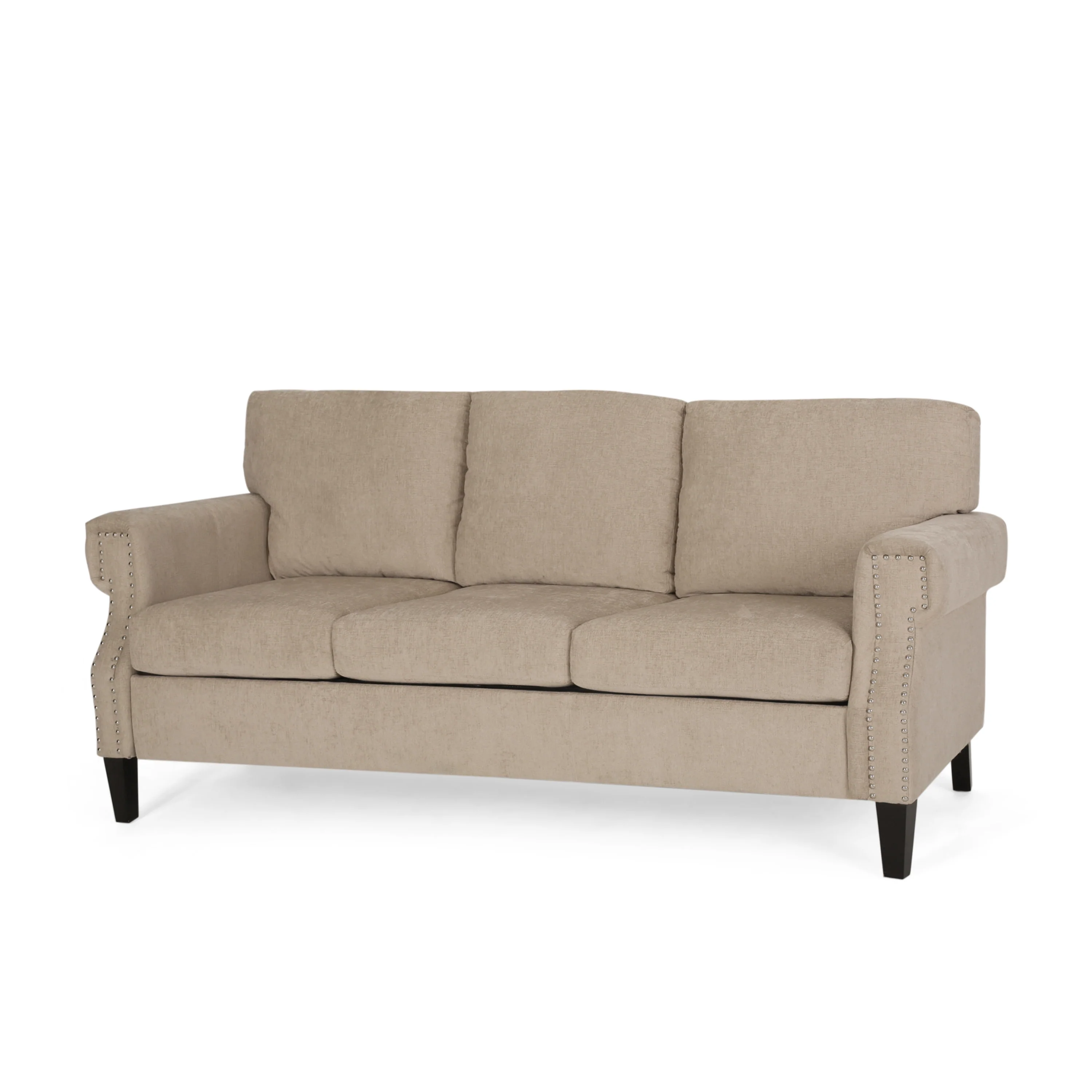 Dobles Contemporary Fabric 3 Seater Sofa with Nailhead Trim - furnishings