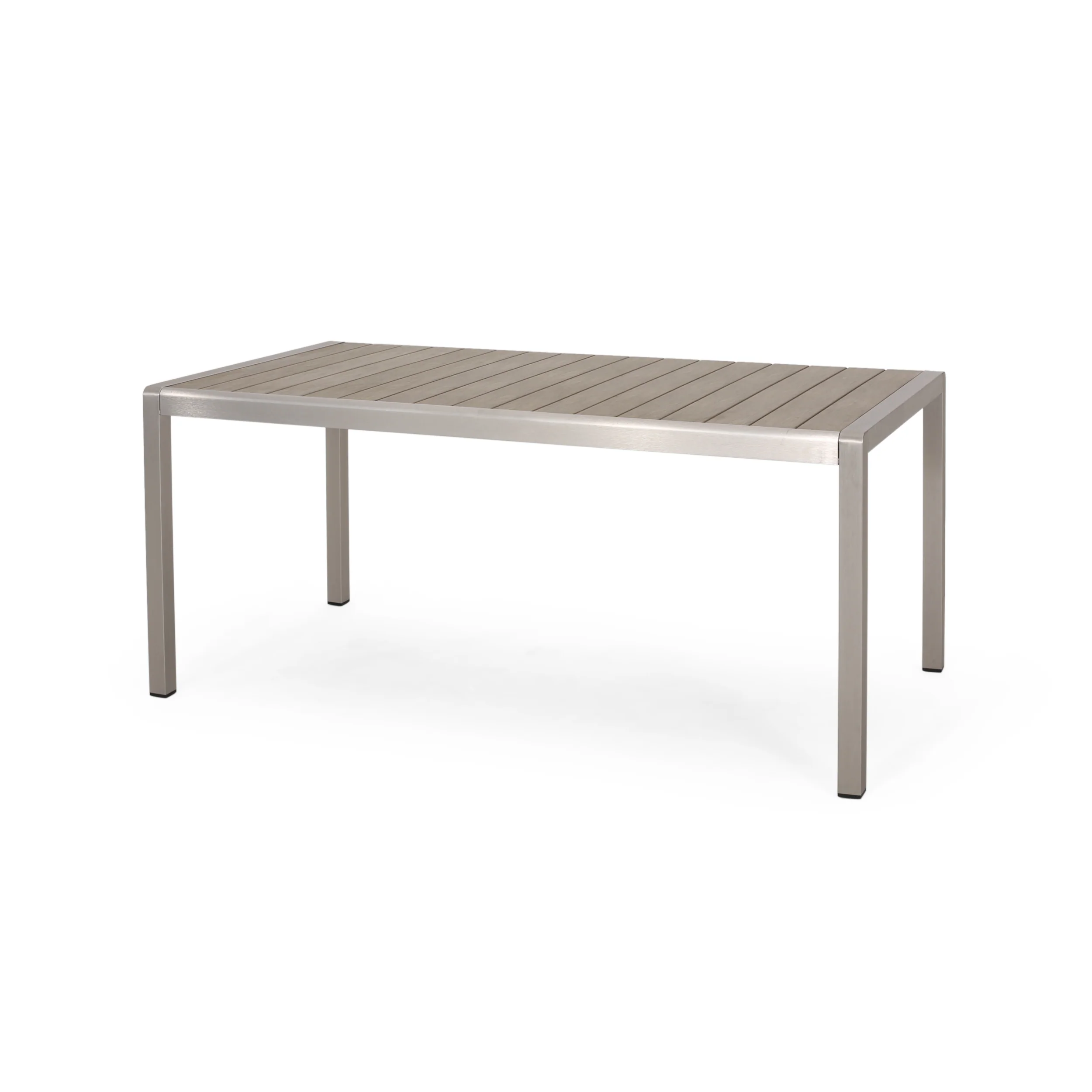 Cherie Outdoor Modern Aluminum and Faux Wood 6 Seater Dining Set - furnishings