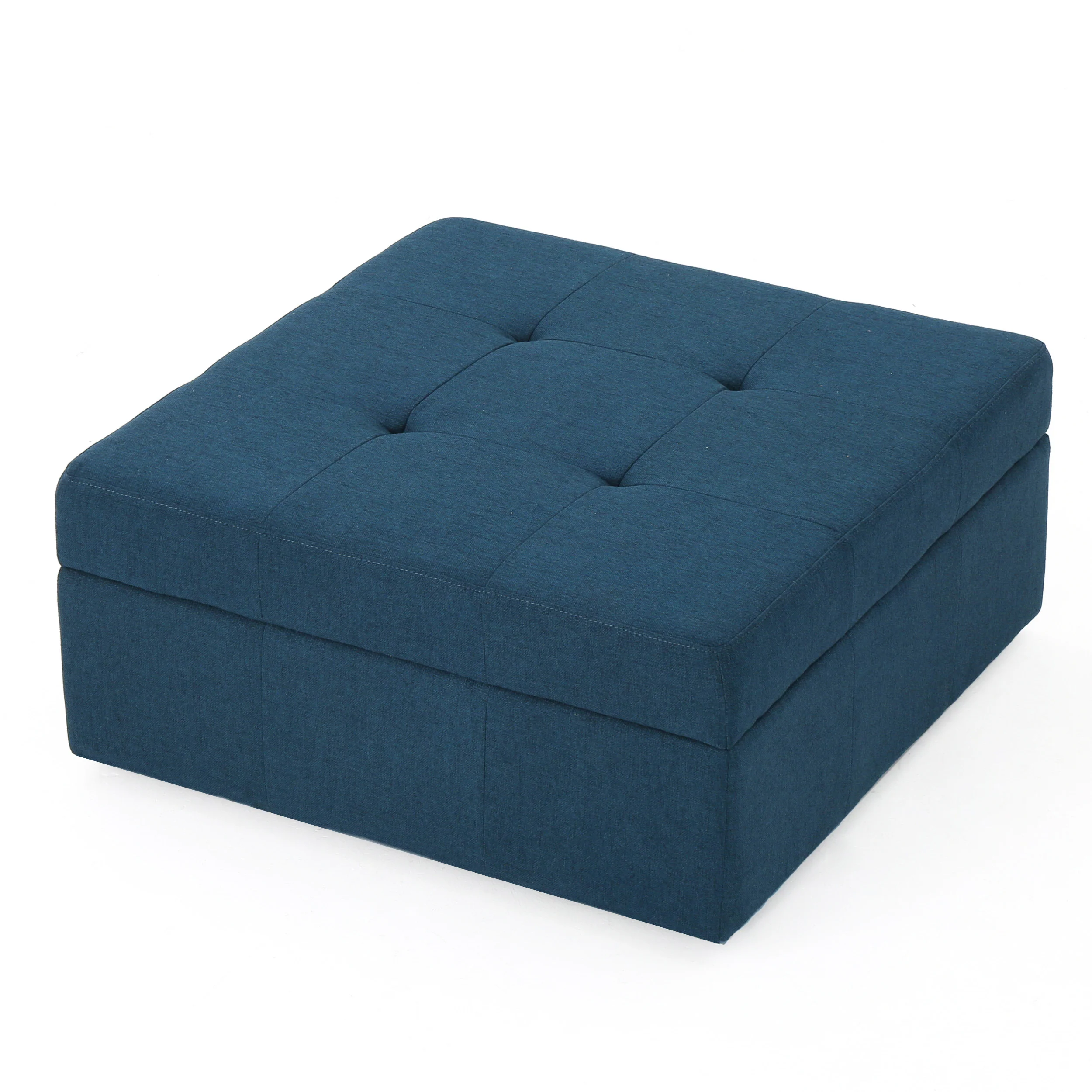 Channing Square Tufted Fabric Storage Ottoman Coffee Table With Casters - furnishings