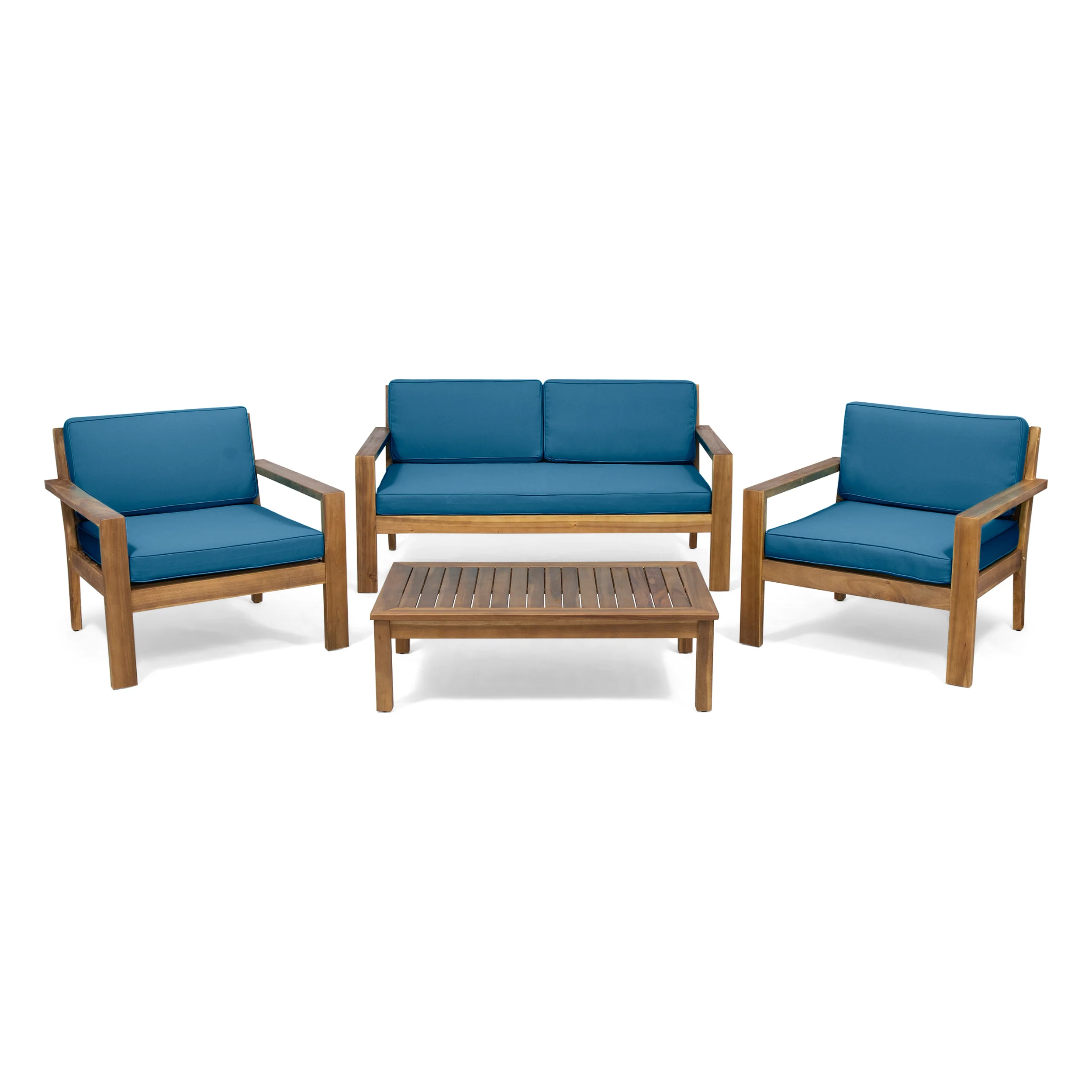 Gloria Outdoor 4 Seater Acacia Wood Chat Set with Cushions - furnishings