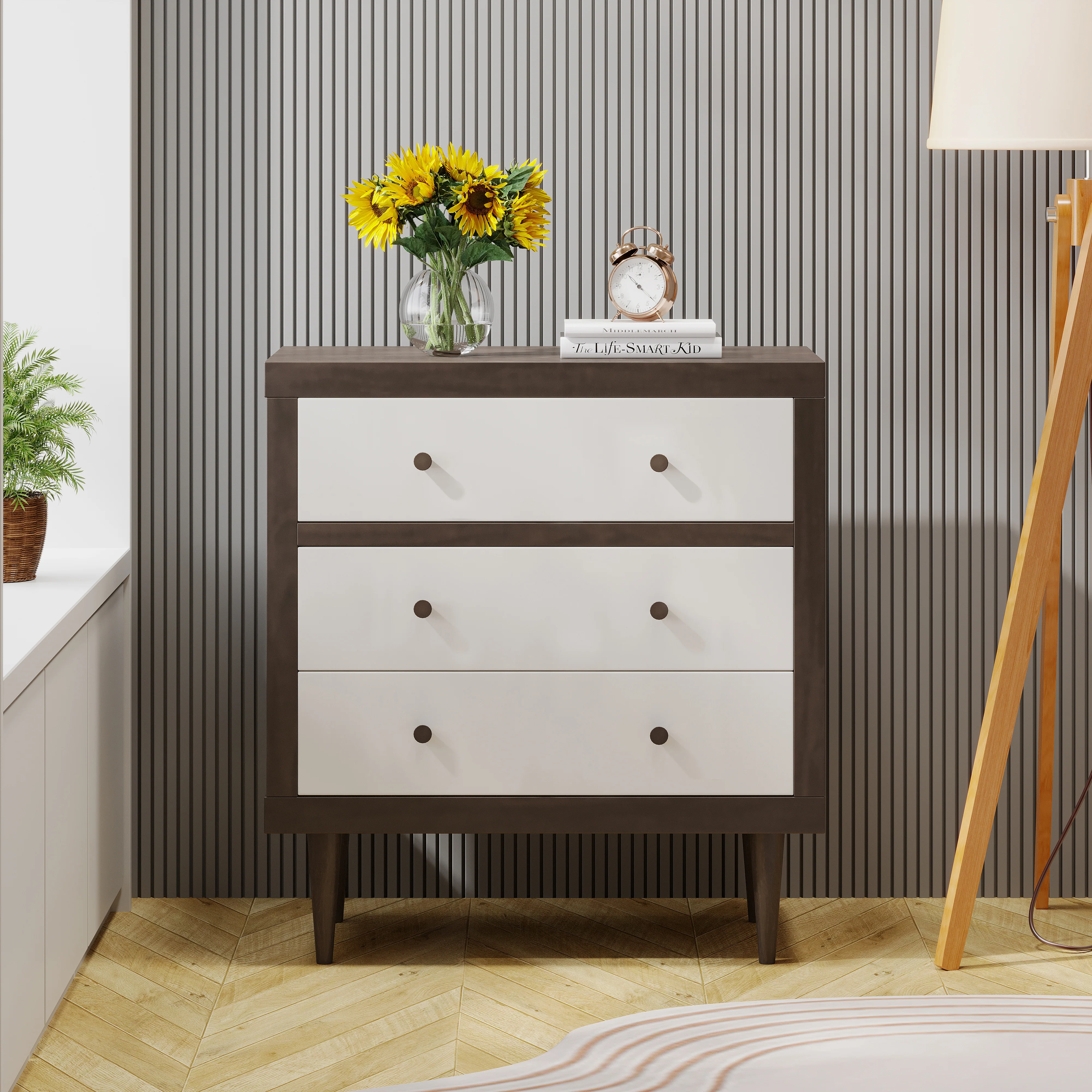 Farhart Mid Century Modern 3 Drawer Chest - furnishings