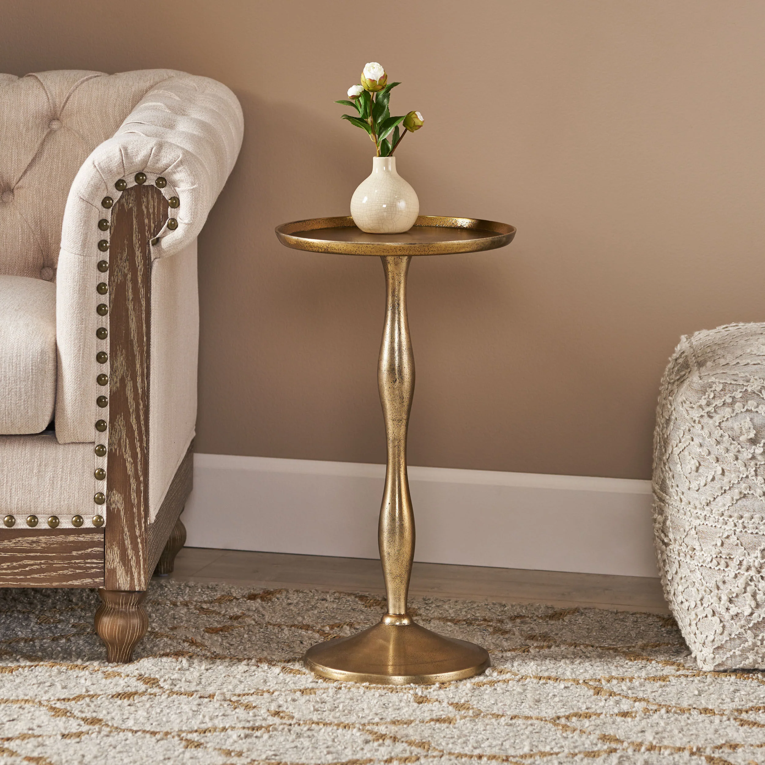 Waleska Boho Glam Handcrafted Aluminum Accent Table - furnishings