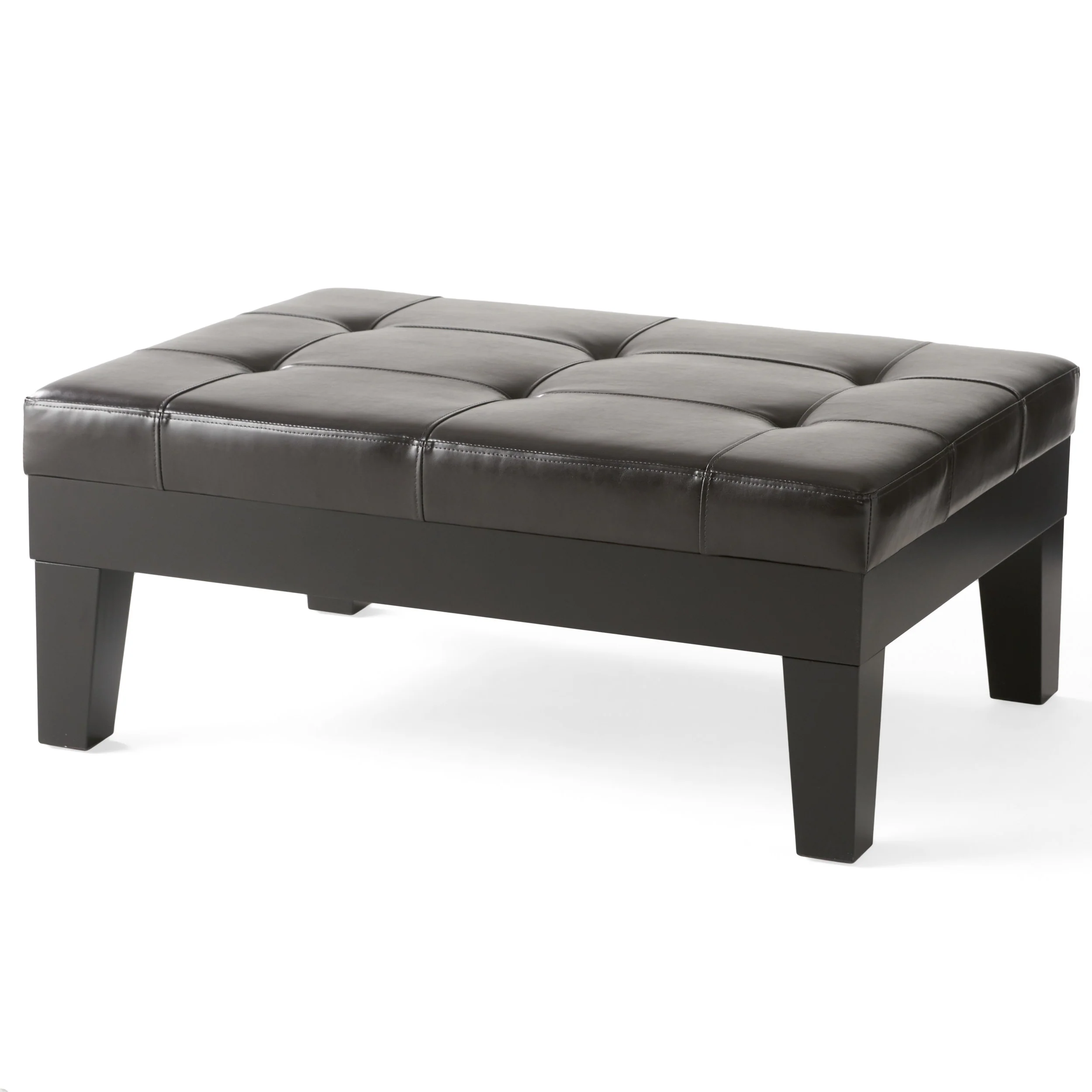 Tucson Contemporary Tufted Leather Storage Ottoman Table with Drawer - furnishings