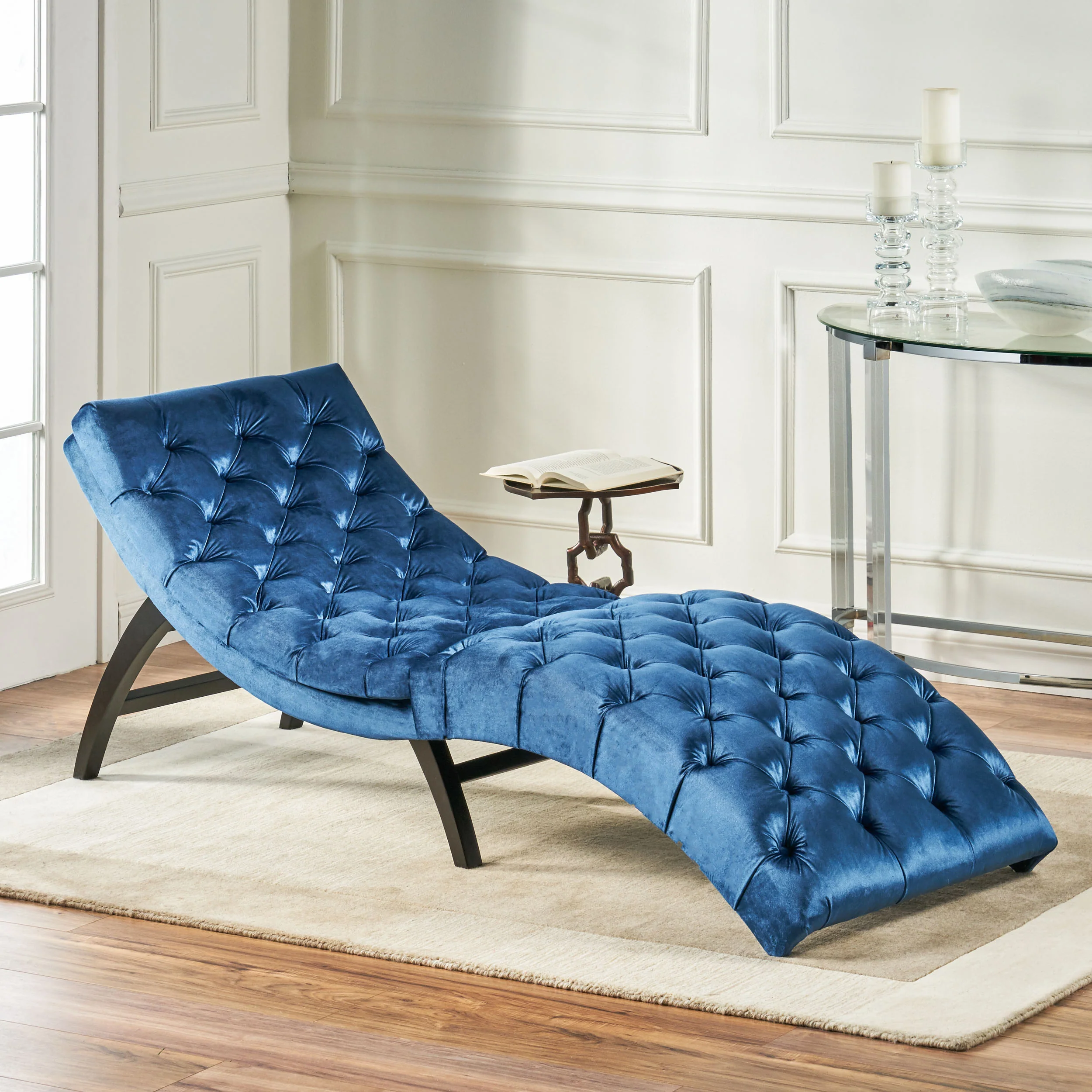 Garamond Tufted Velvet Chaise Lounge - furnishings