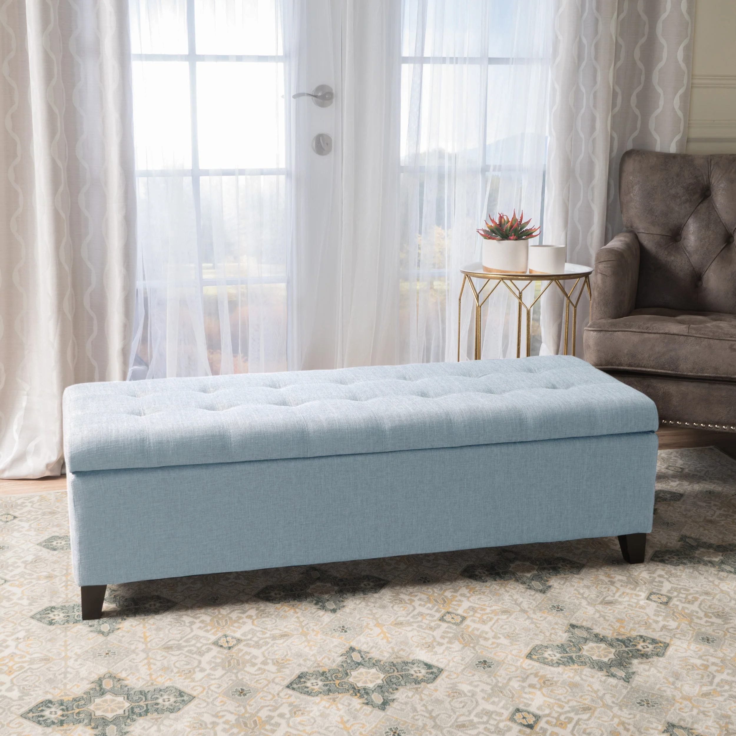 Sterling Fabric Tufted Storage Ottoman - furnishings