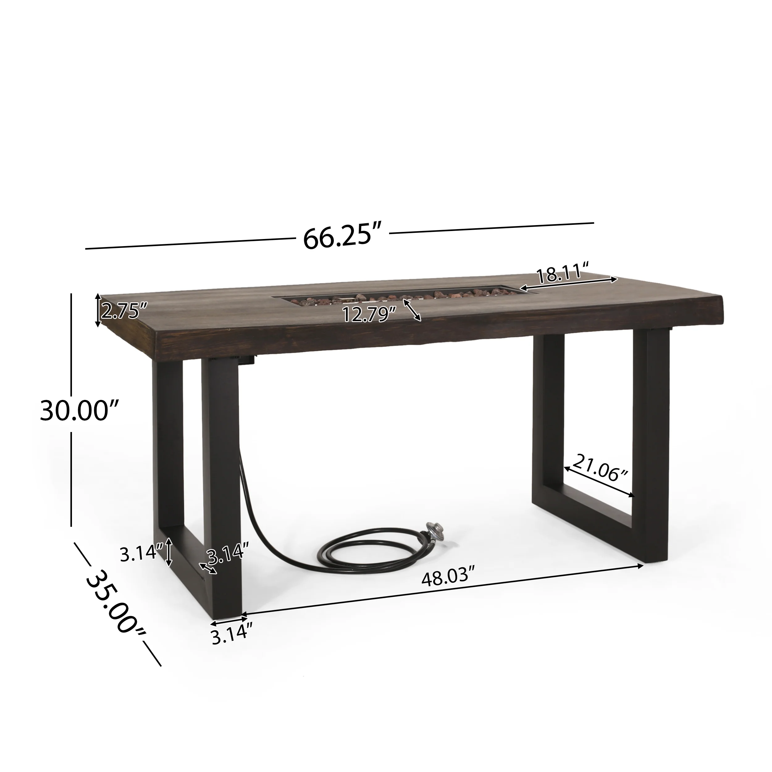 Collinston Outdoor 40,000 BTU Fire Pit Dining Table with Tank Holder, Antique Teak, Black, and Dark Gray - furnishings