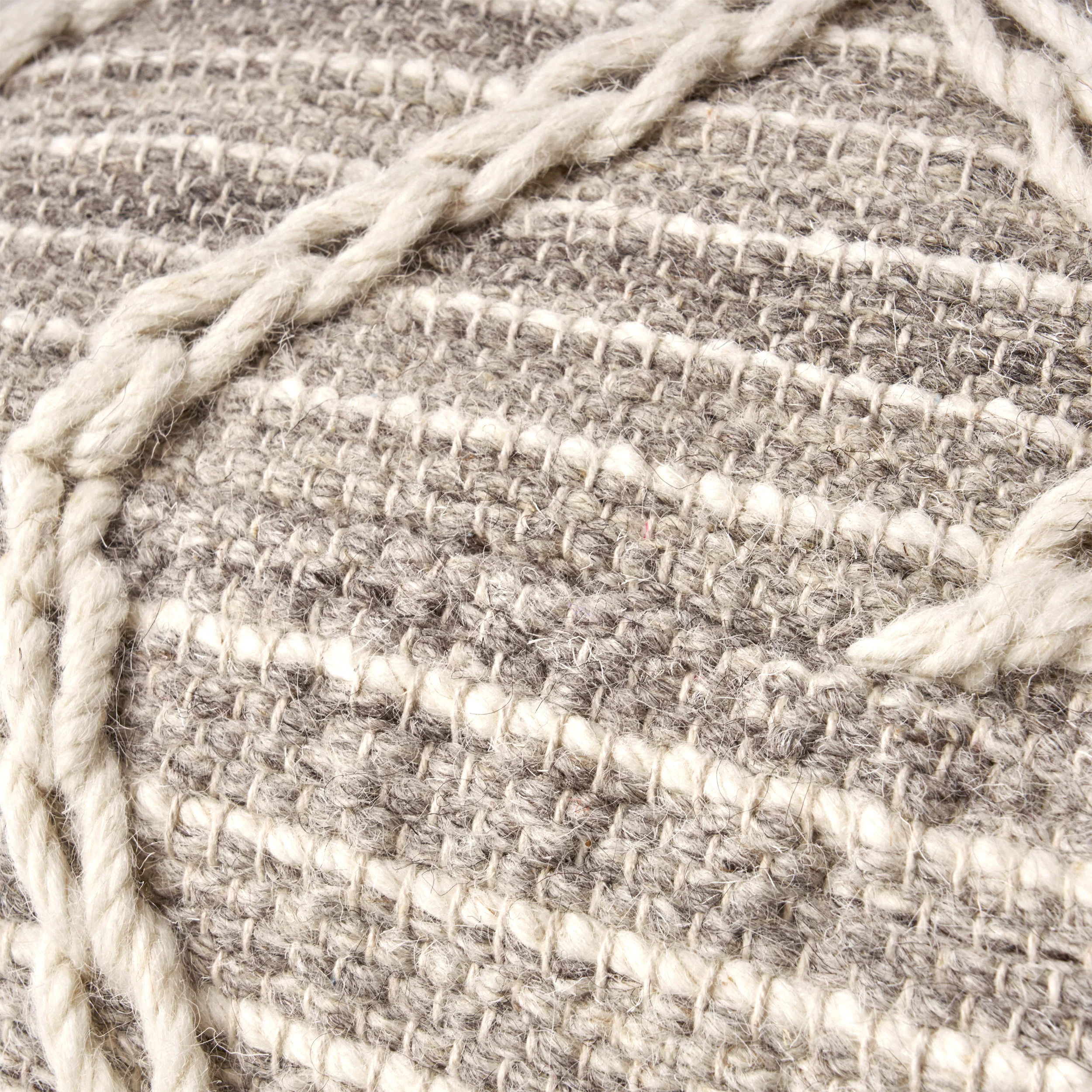 Naylea Contemporary Wool and Cotton Pouf Ottoman - furnishings