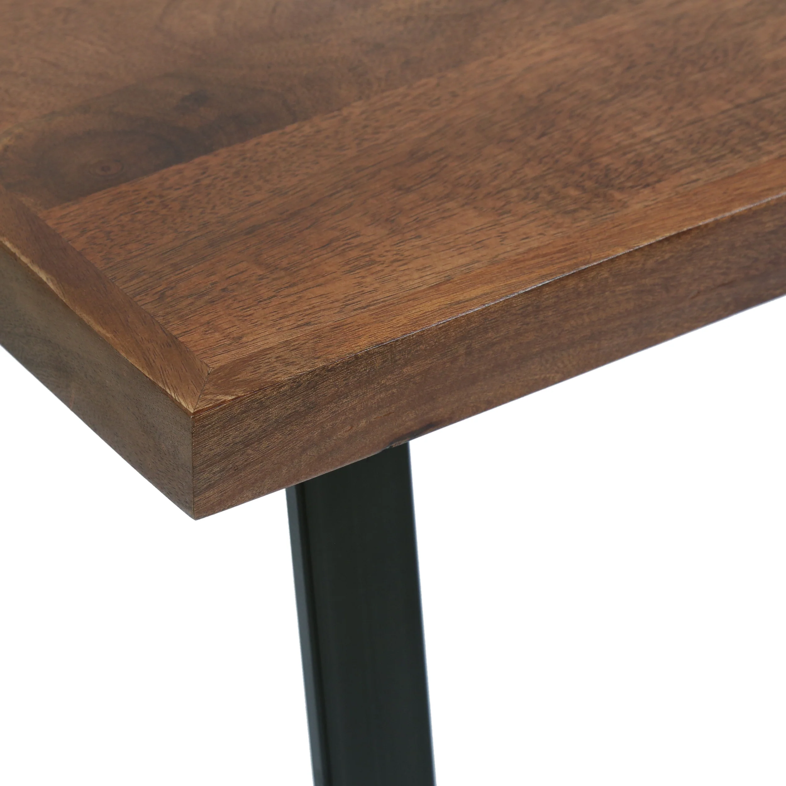 Vess Modern Industrial Handmade Mango Wood Console Table, Walnut and Black - furnishings