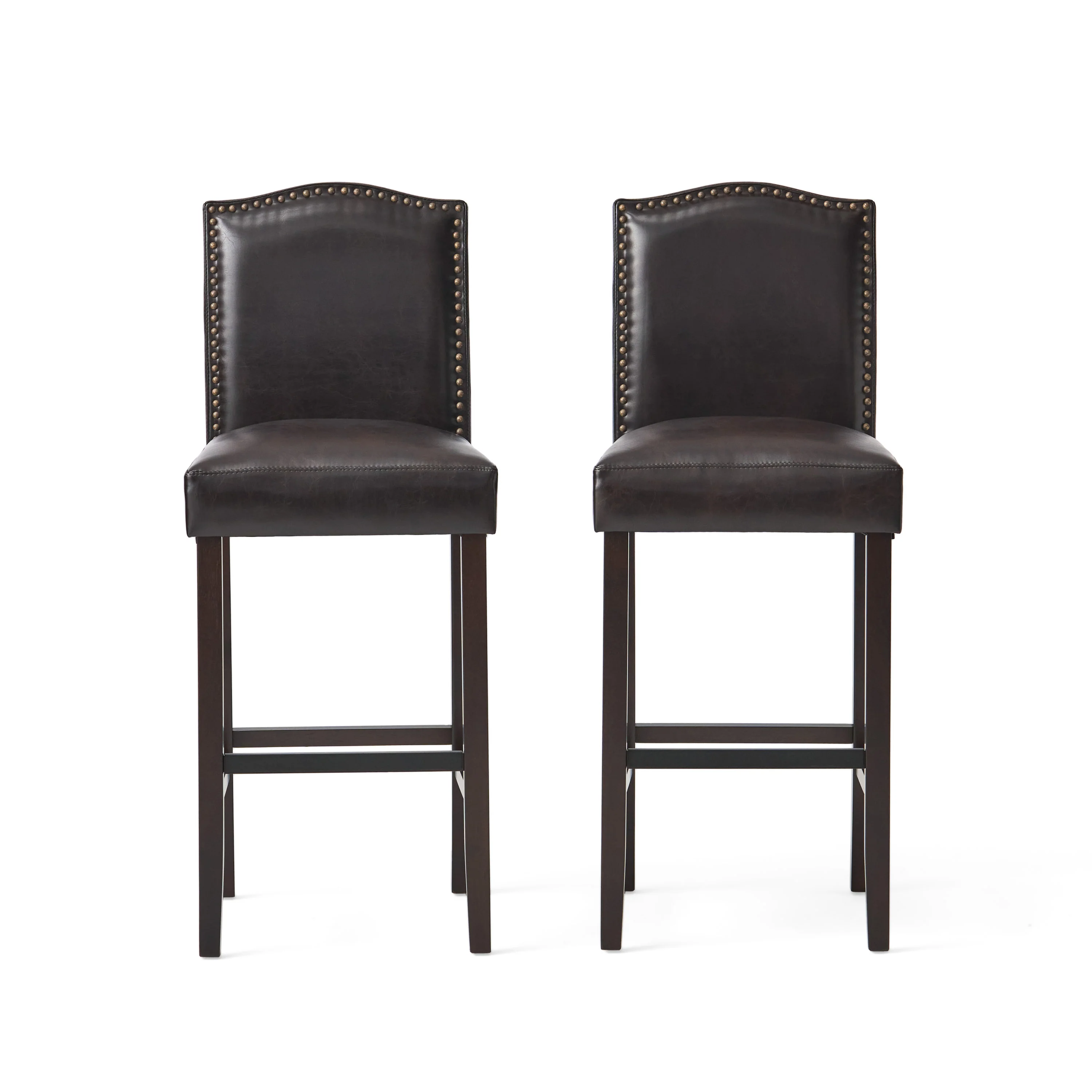 Kainu Brown Leather Barstools, Set of 2 - furnishings