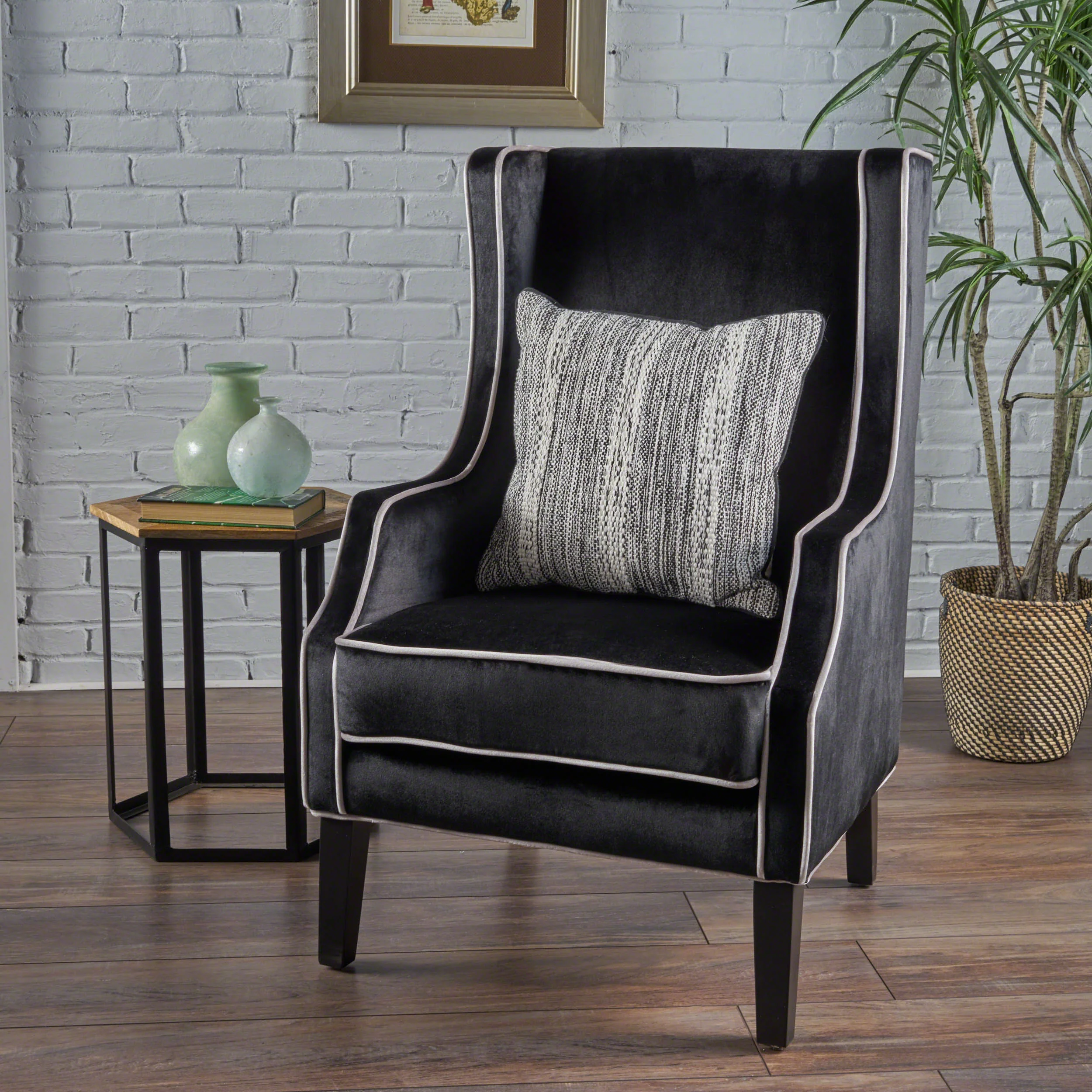 Edell Velvet Wingback Accent Chair - furnishings