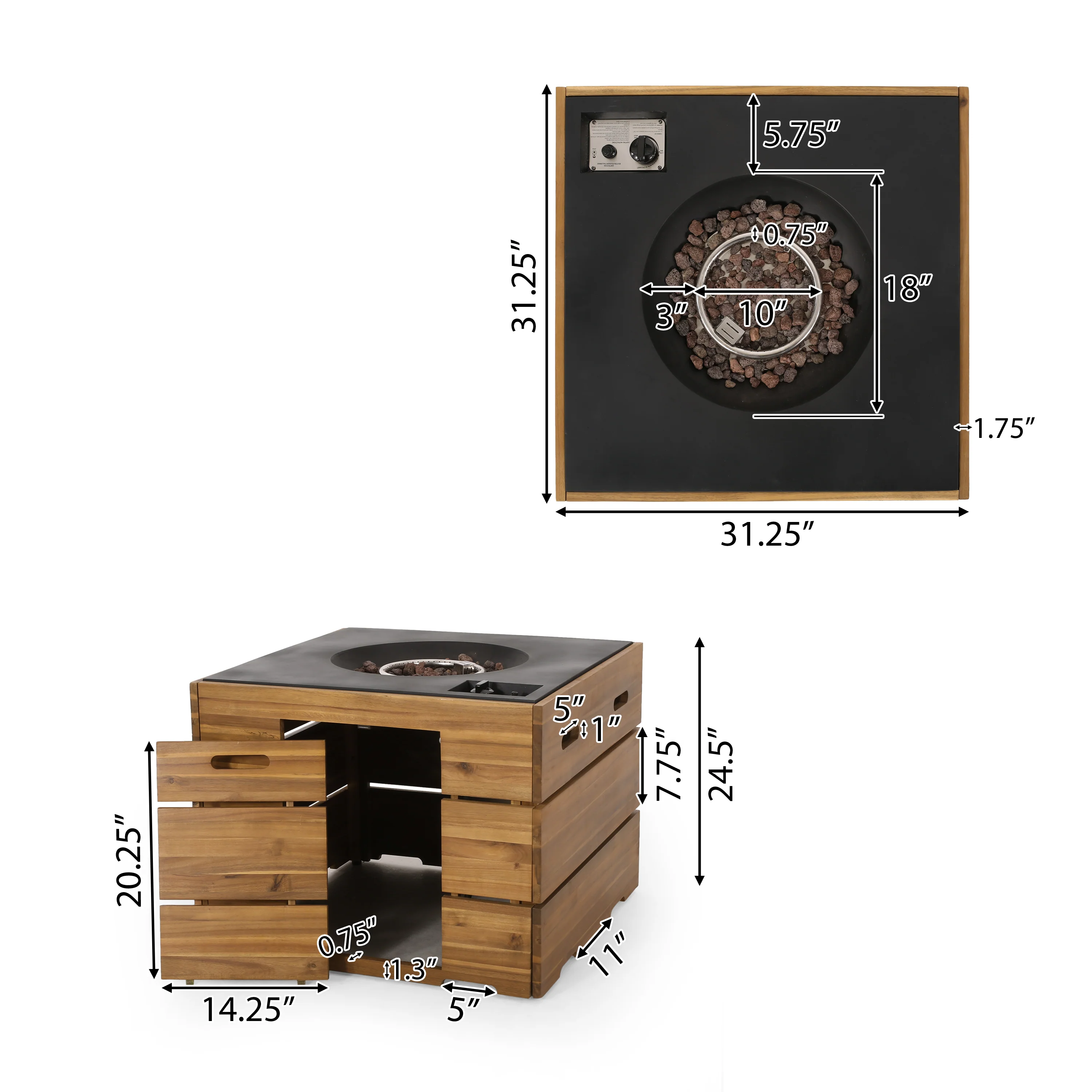 Moloney Outdoor 40,000 BTU Square Fire Pit - furnishings