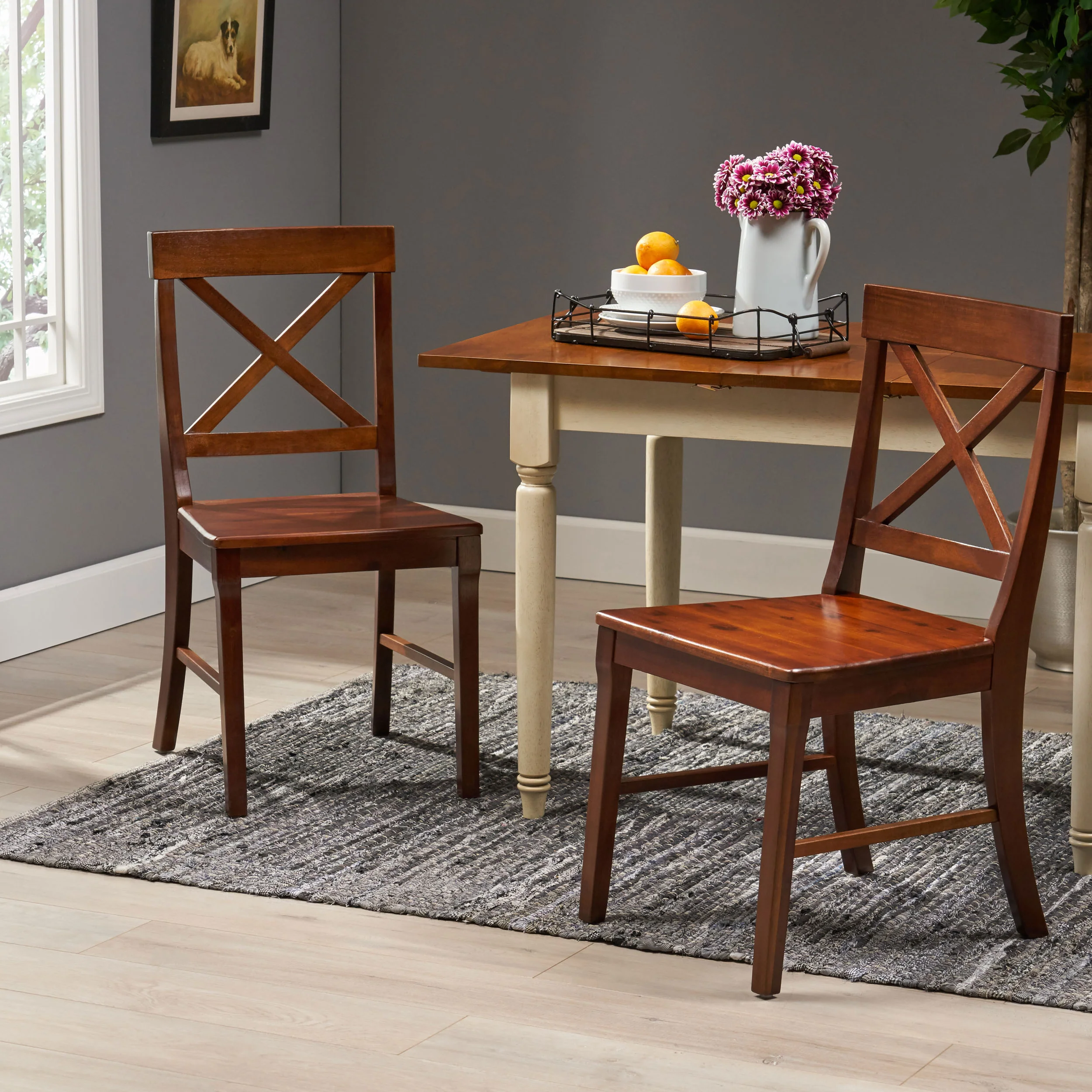 Heather Farmhouse Acacia Wood Dining Chair (Set of 2) - furnishings