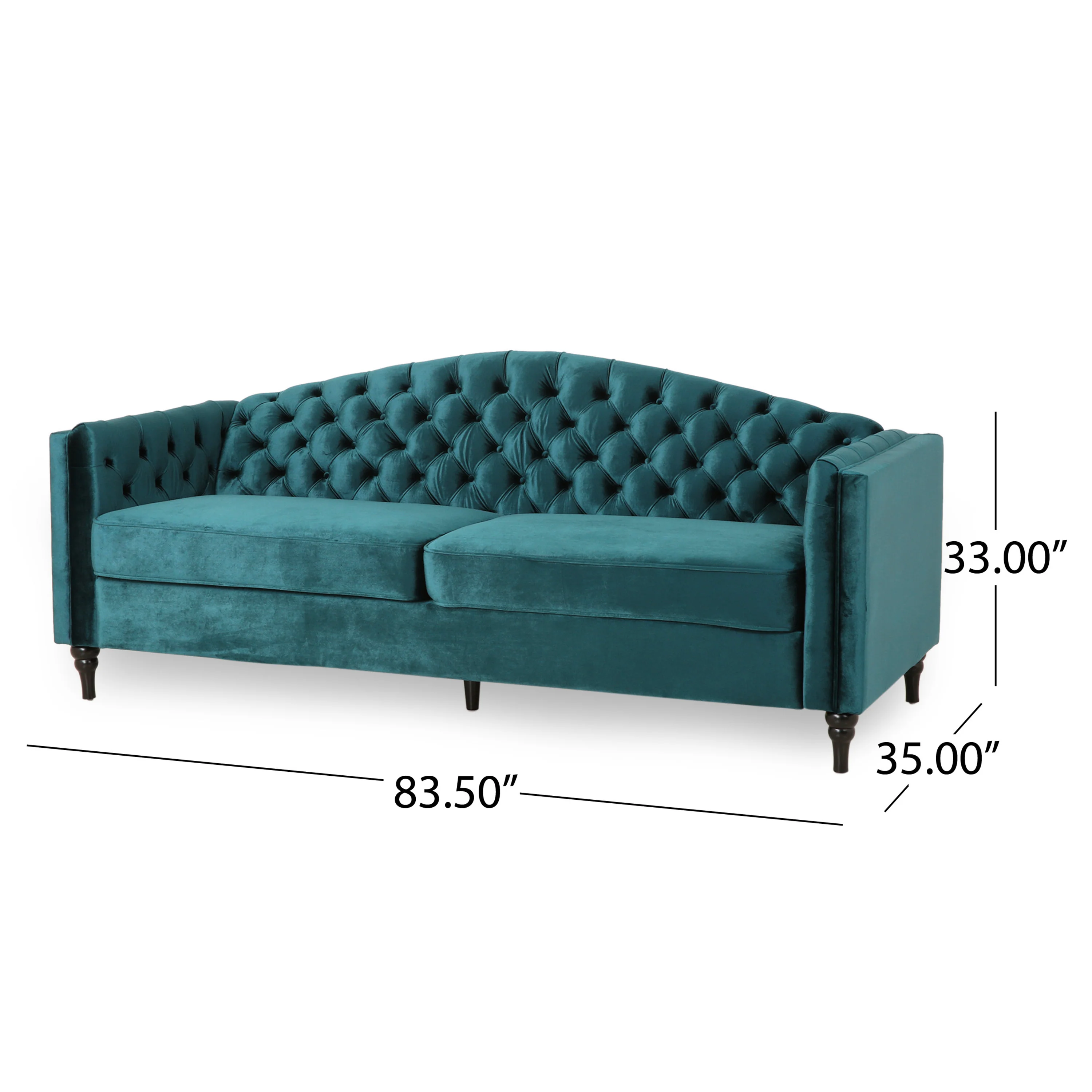 Darionna Glam Button Tufted Velvet 3 Seater Sofa - furnishings