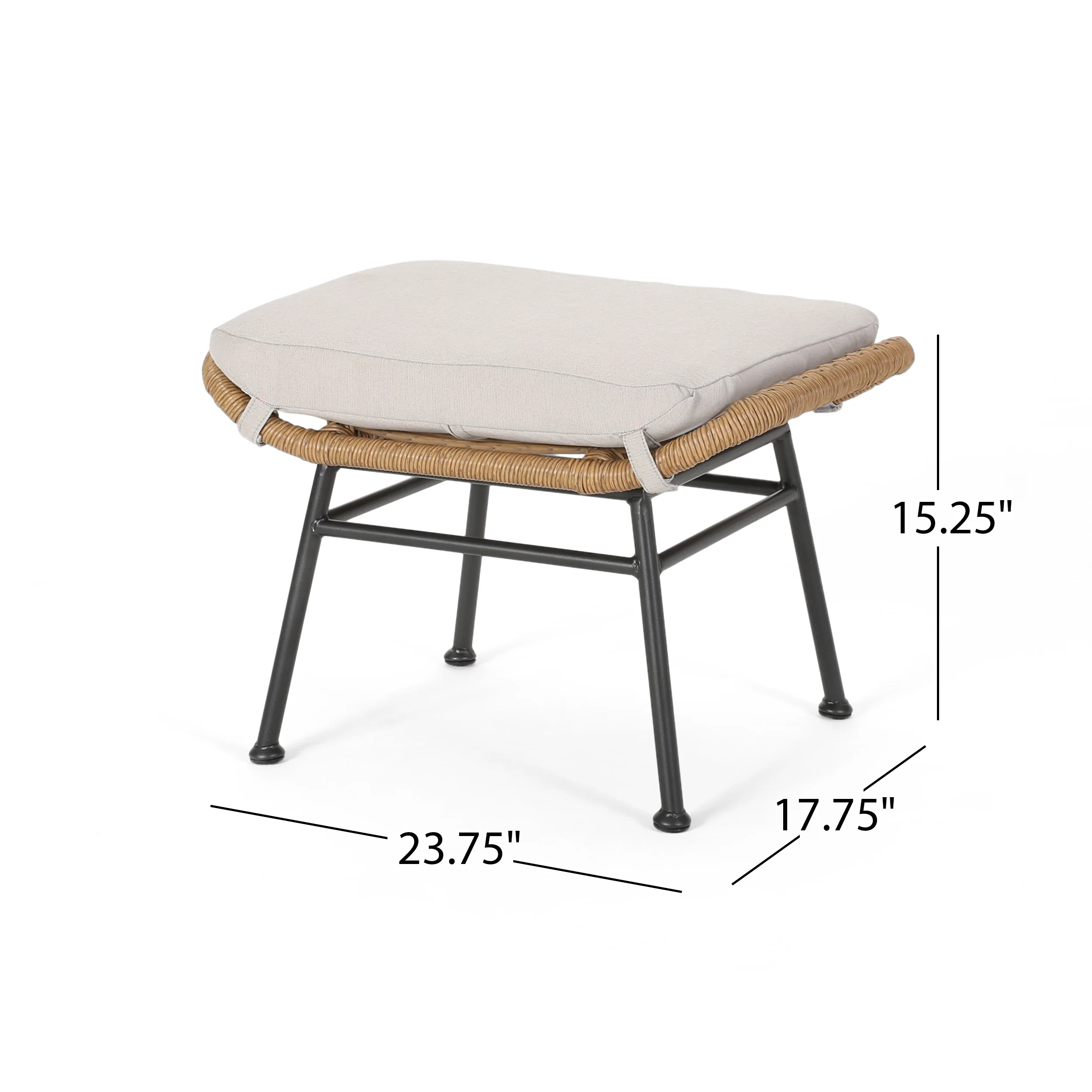 Gloria Outdoor Modern Boho Wicker Ottoman (Set of 2) - furnishings