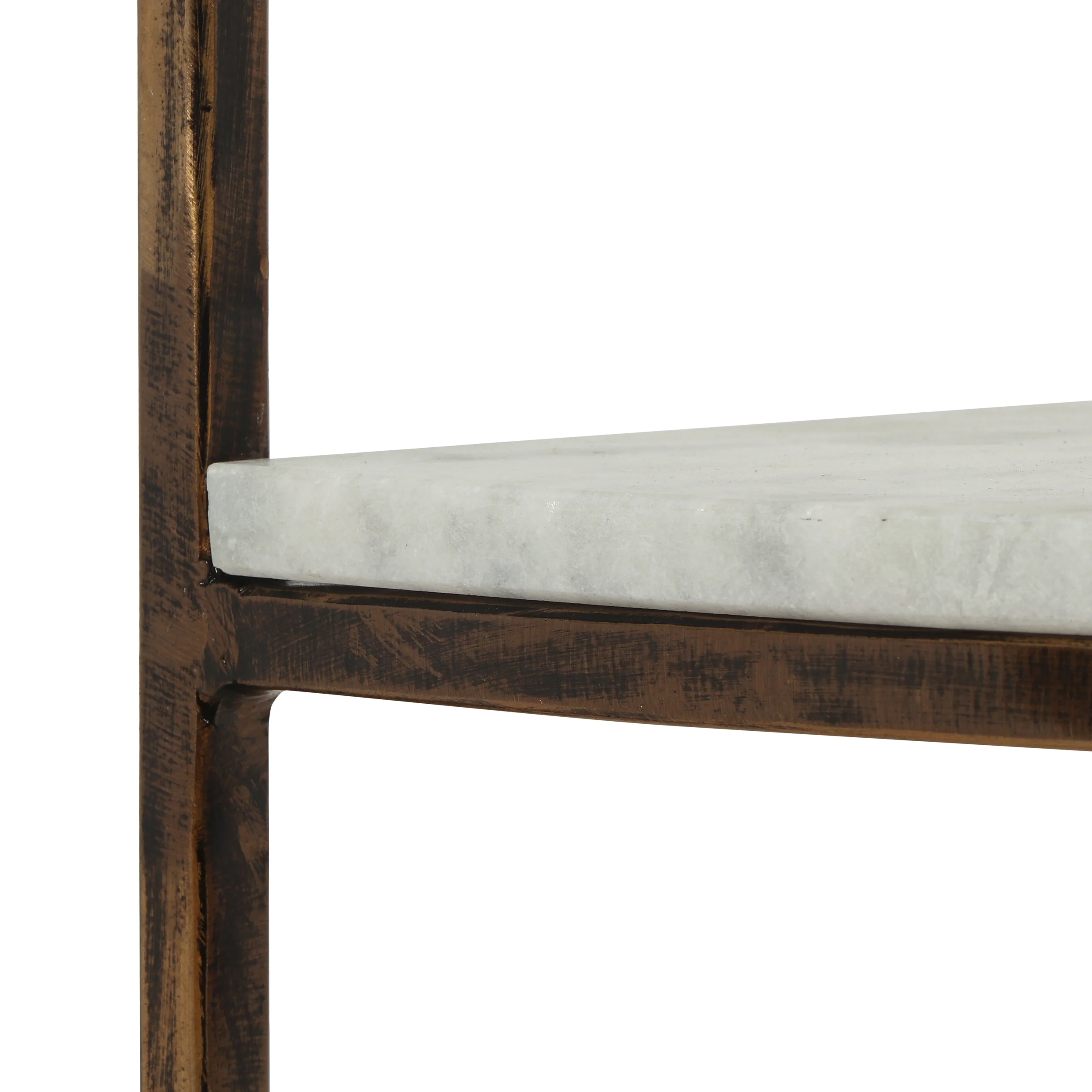 Greycliff Modern Glam Handcrafted Marble Half Round Etagere Bookcase, Natural White and Antique Brass - furnishings