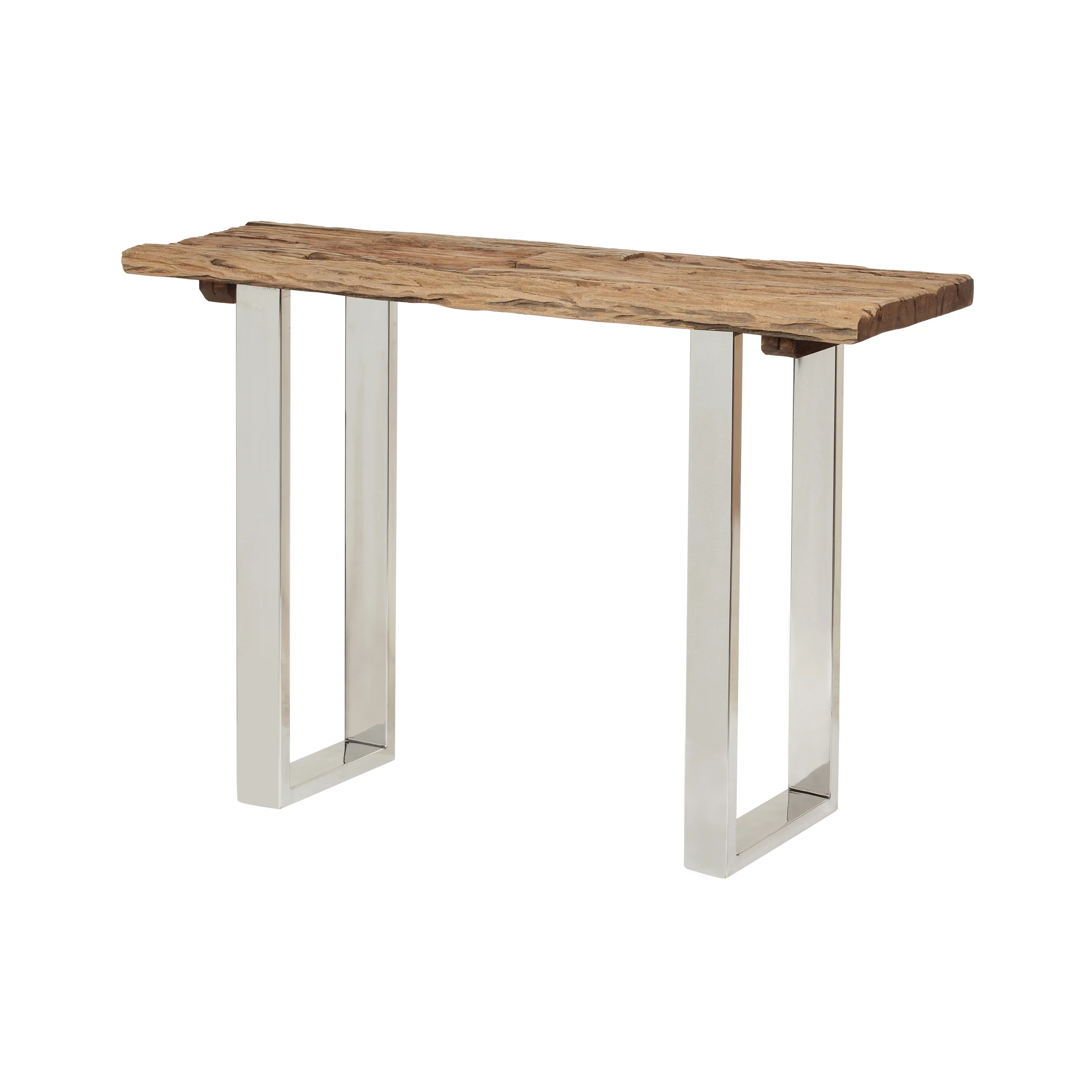 Breklyn Rustic Glam Console Table with Raw Wood Tabletop - furnishings