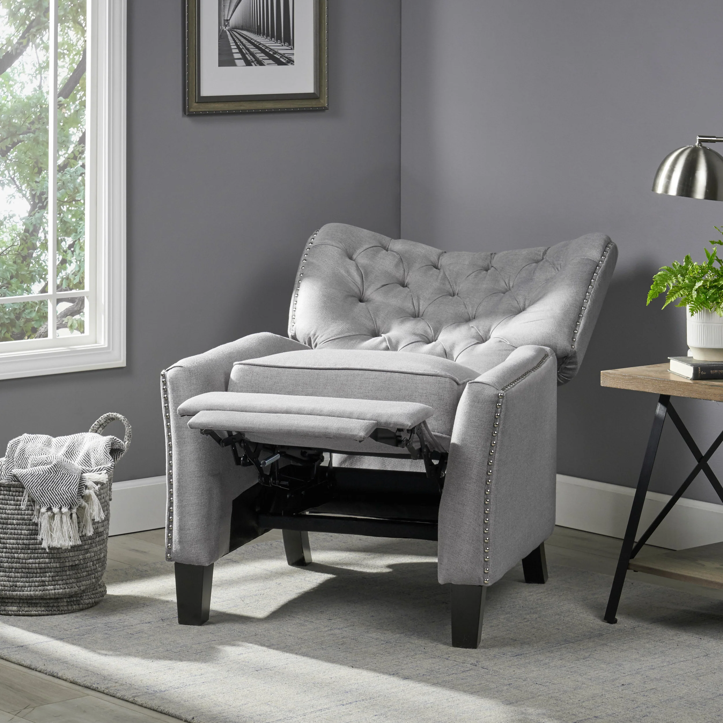 Carlyle Tufted Back Fabric Recliner Armchair - furnishings