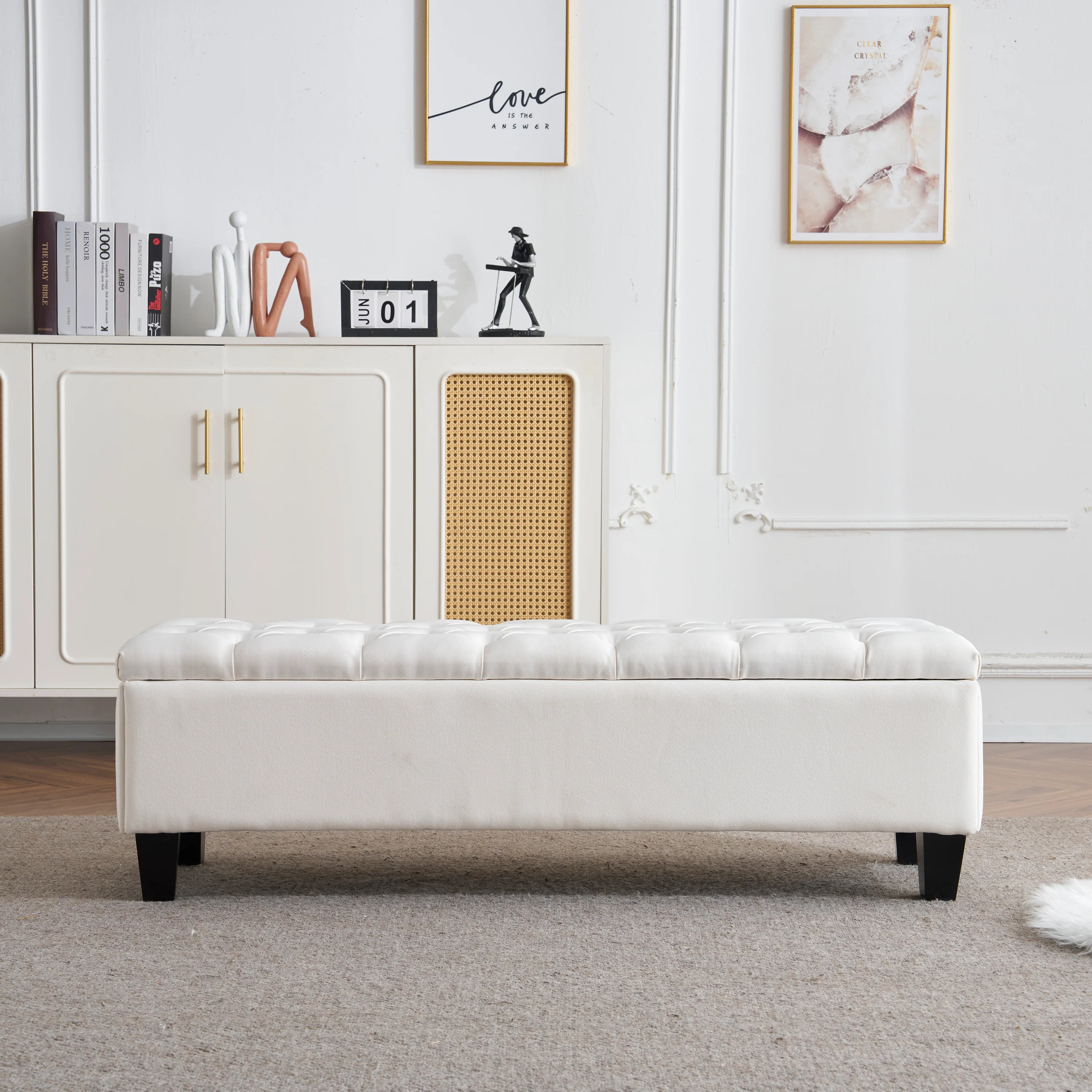 Noctiss Tufted Fabric Ottoman Bench - furnishings