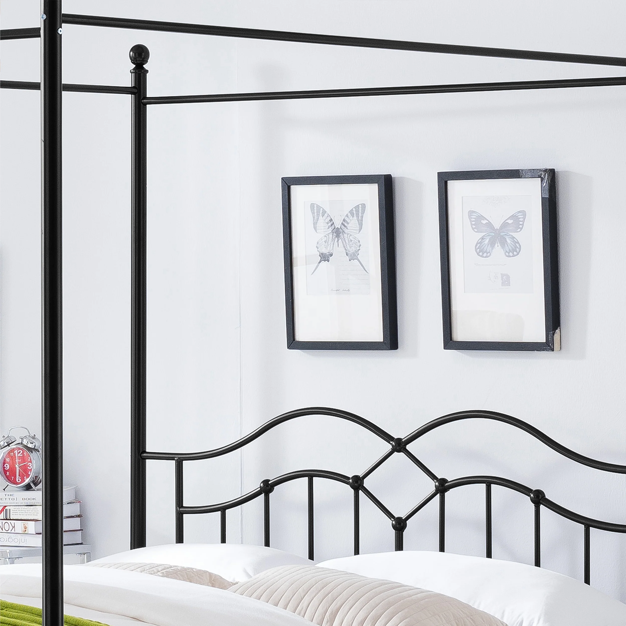 Simona Traditional Iron Canopy Queen Bed Frame - furnishings