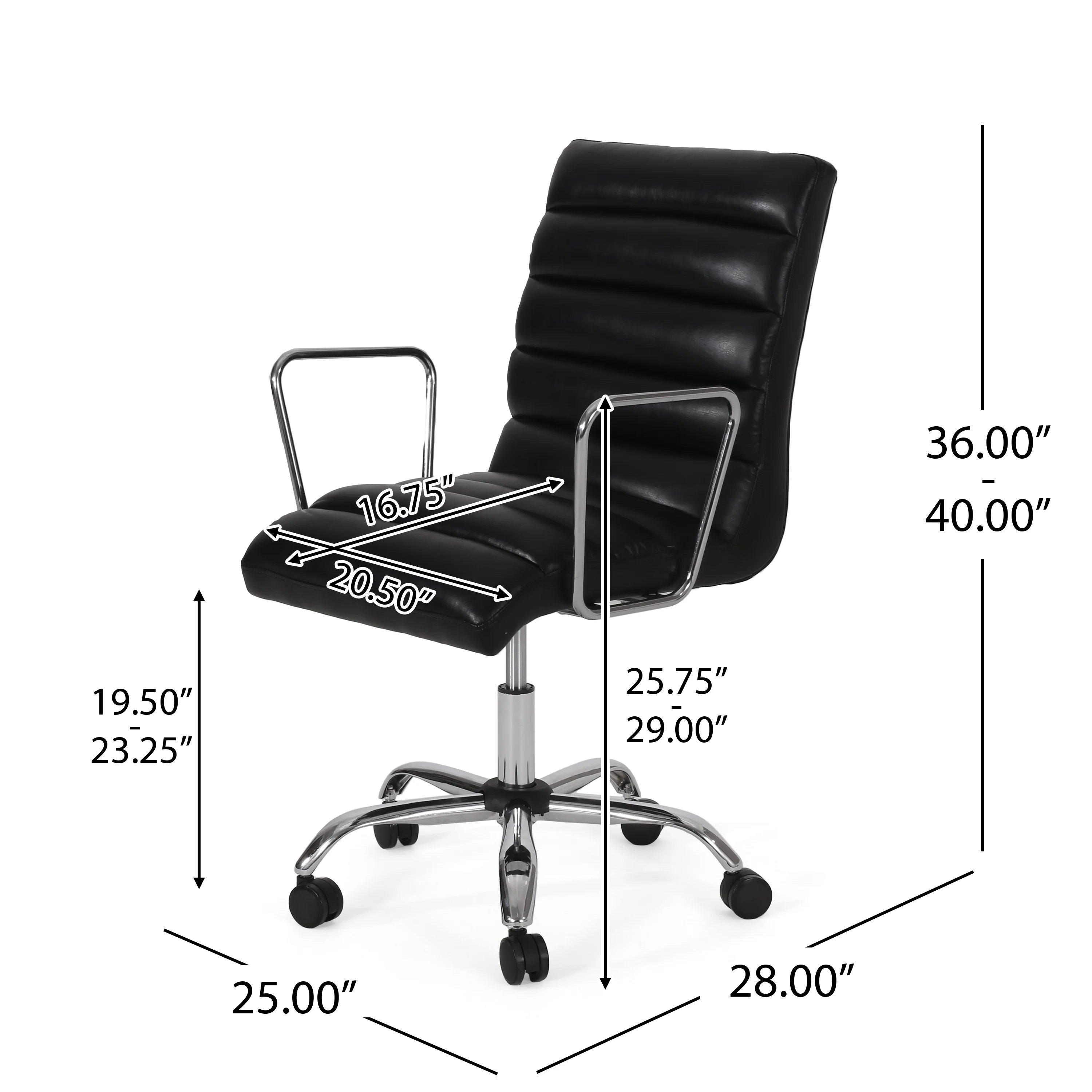 Gilmans Contemporary Faux Leather Channel Stitch Swivel Office Chair - furnishings