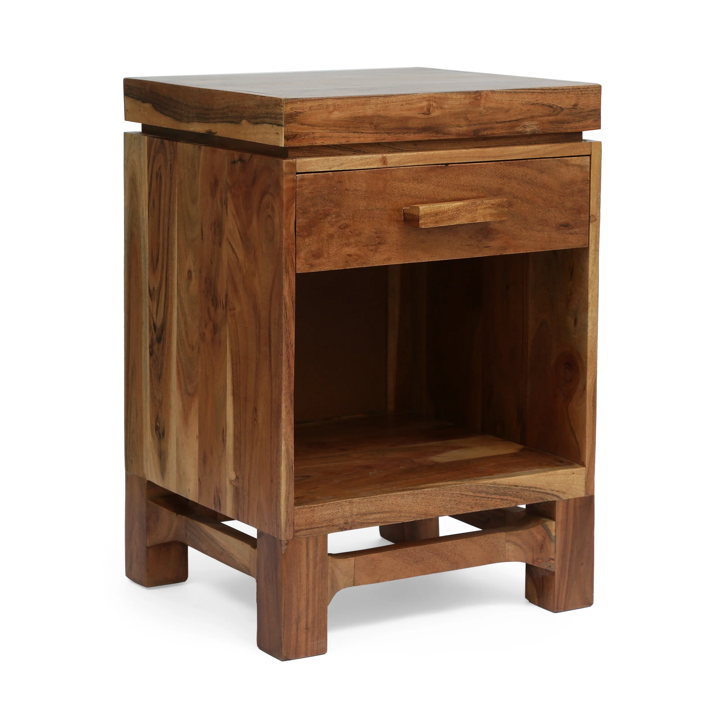 Lindale Boho Handcrafted Acacia Wood Nightstand - furnishings