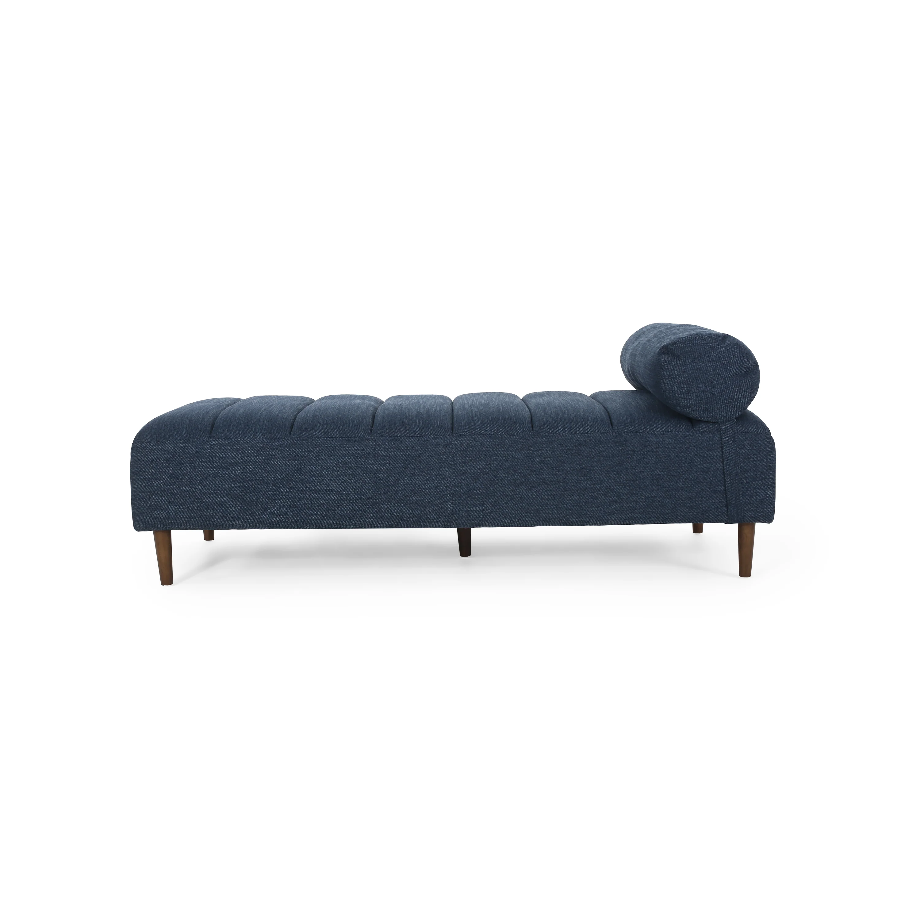 Holmwood Mid Century Modern Fabric Tufted Chaise Lounge with Bolster Pillow - furnishings