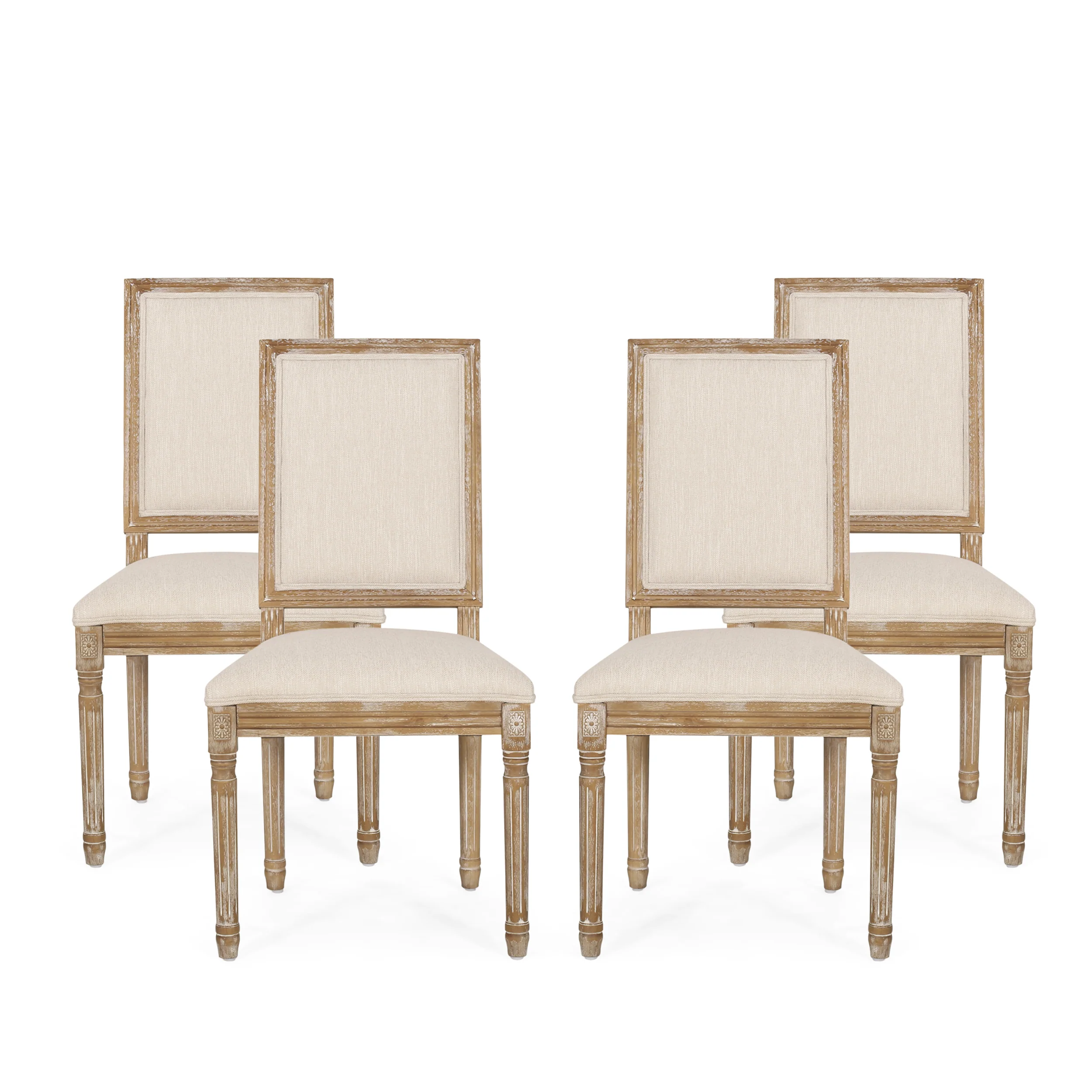 Amy French Country Wood Upholstered Dining Chair, Set of 4 - furnishings