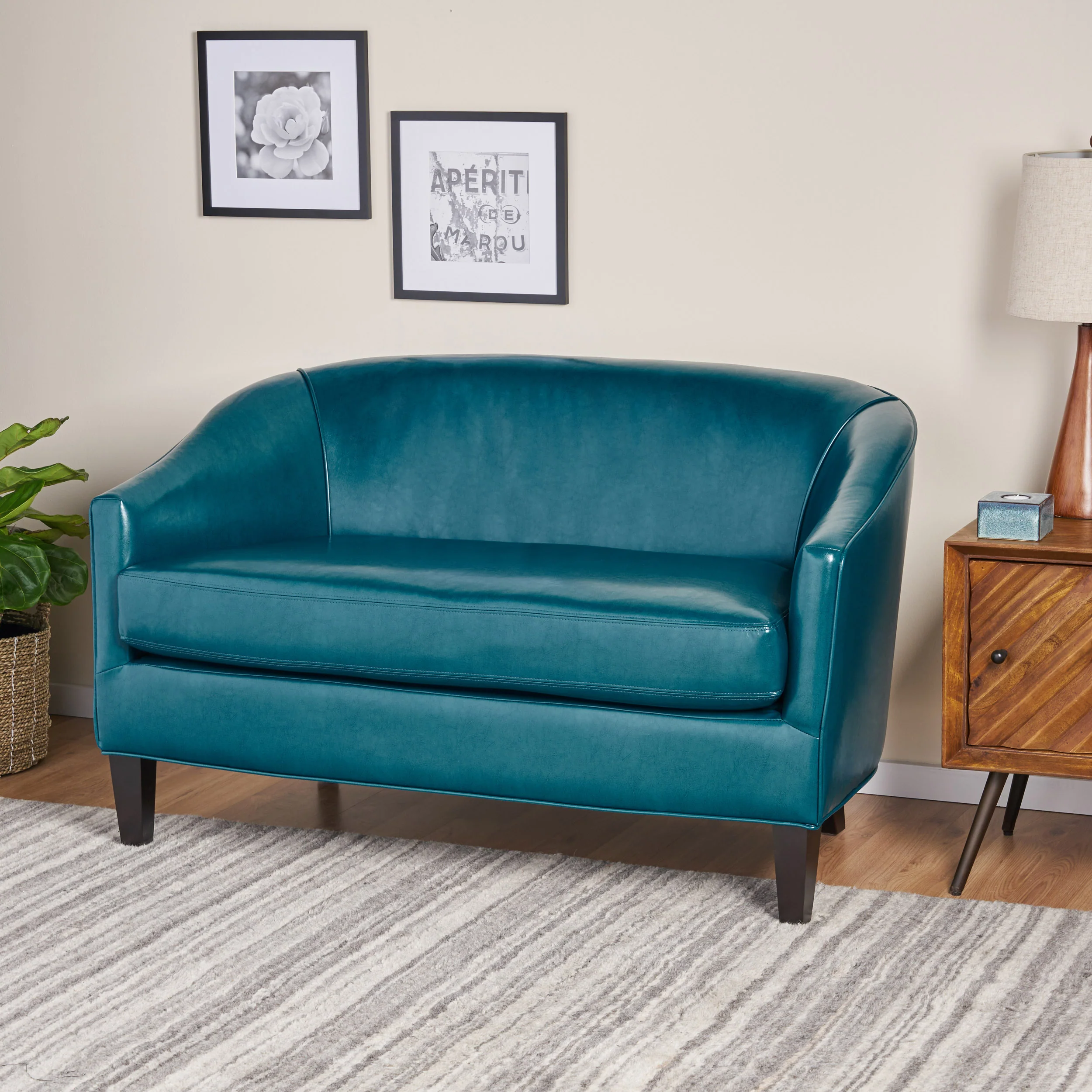 Isolde Modern Petite Loveseat Settee (Fabric or PU Leather) - furnishings