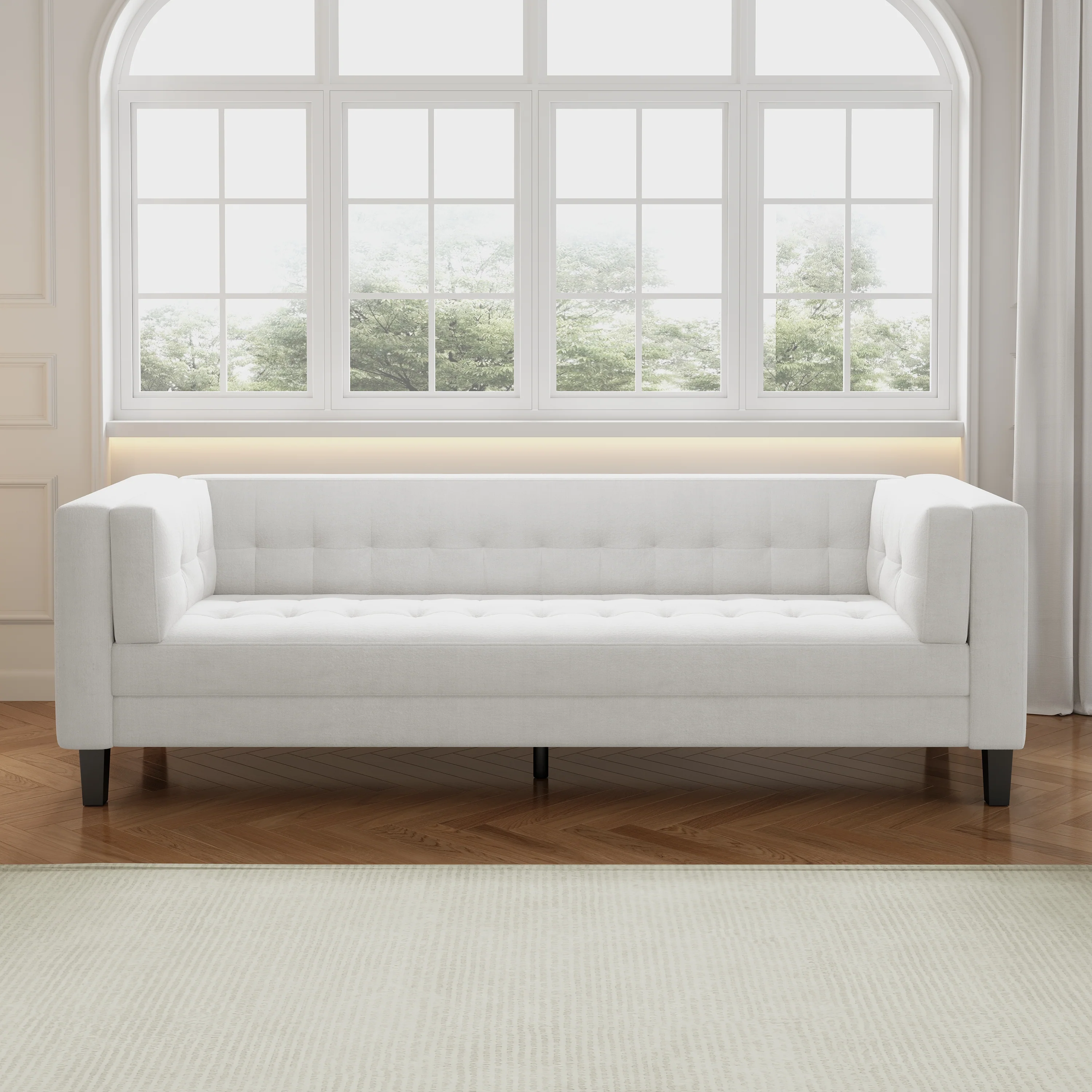 Sororia Velvet 3-Seater Low Profile Sofa - furnishings