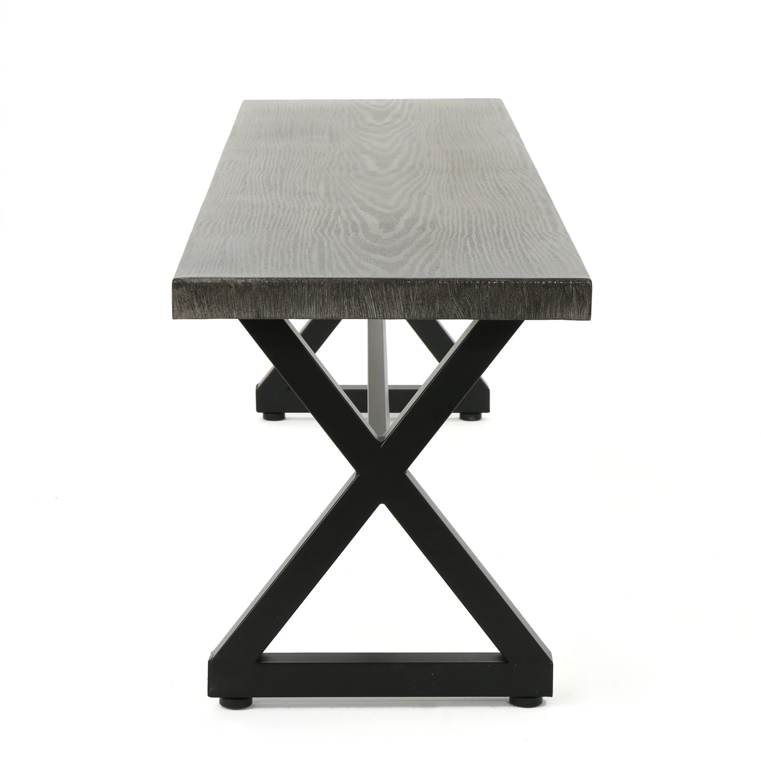 Rosarito Outdoor Aluminum Dining Bench with Black Steel Frame - furnishings