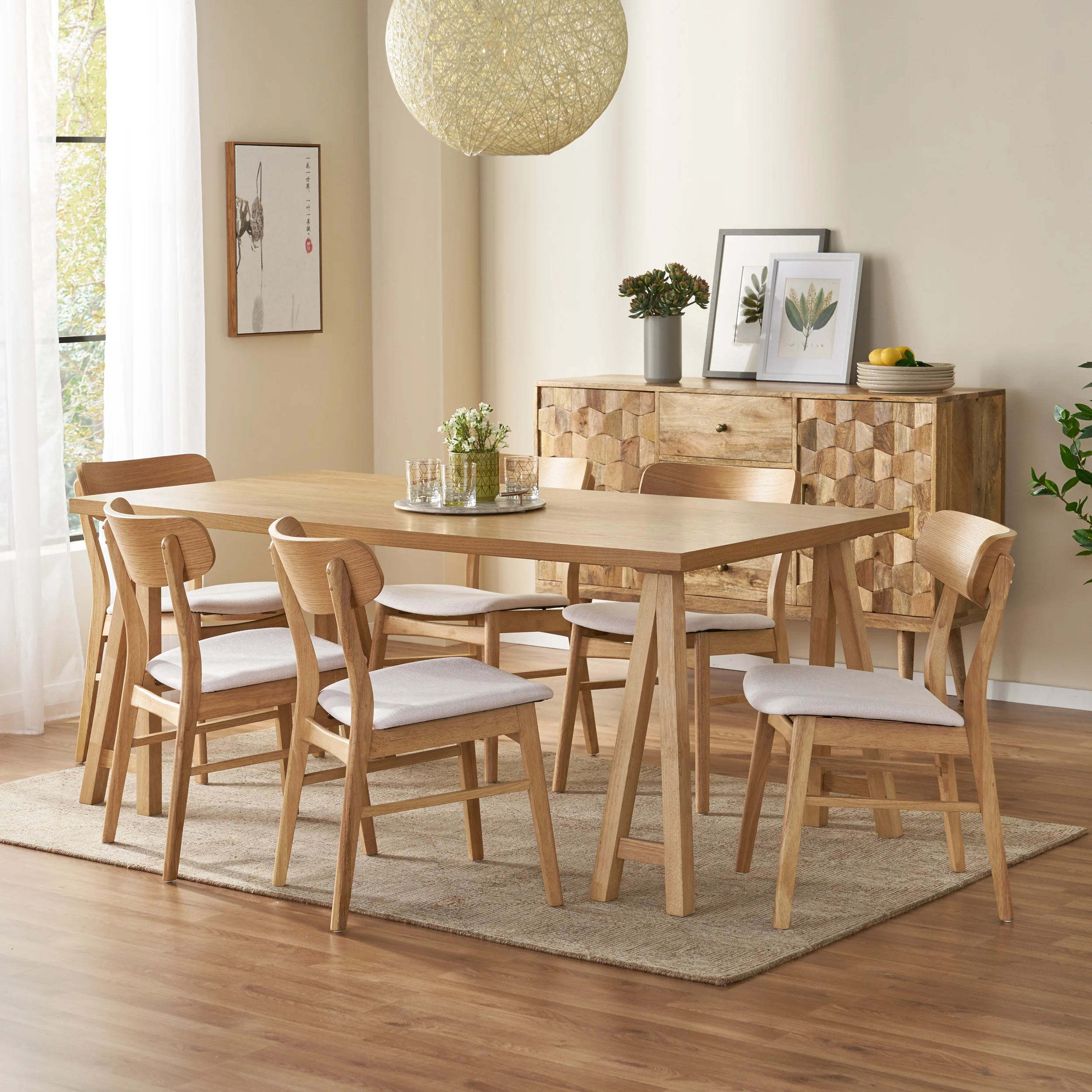 Alexis Mid-Century Modern 7 Piece Dining Set - furnishings