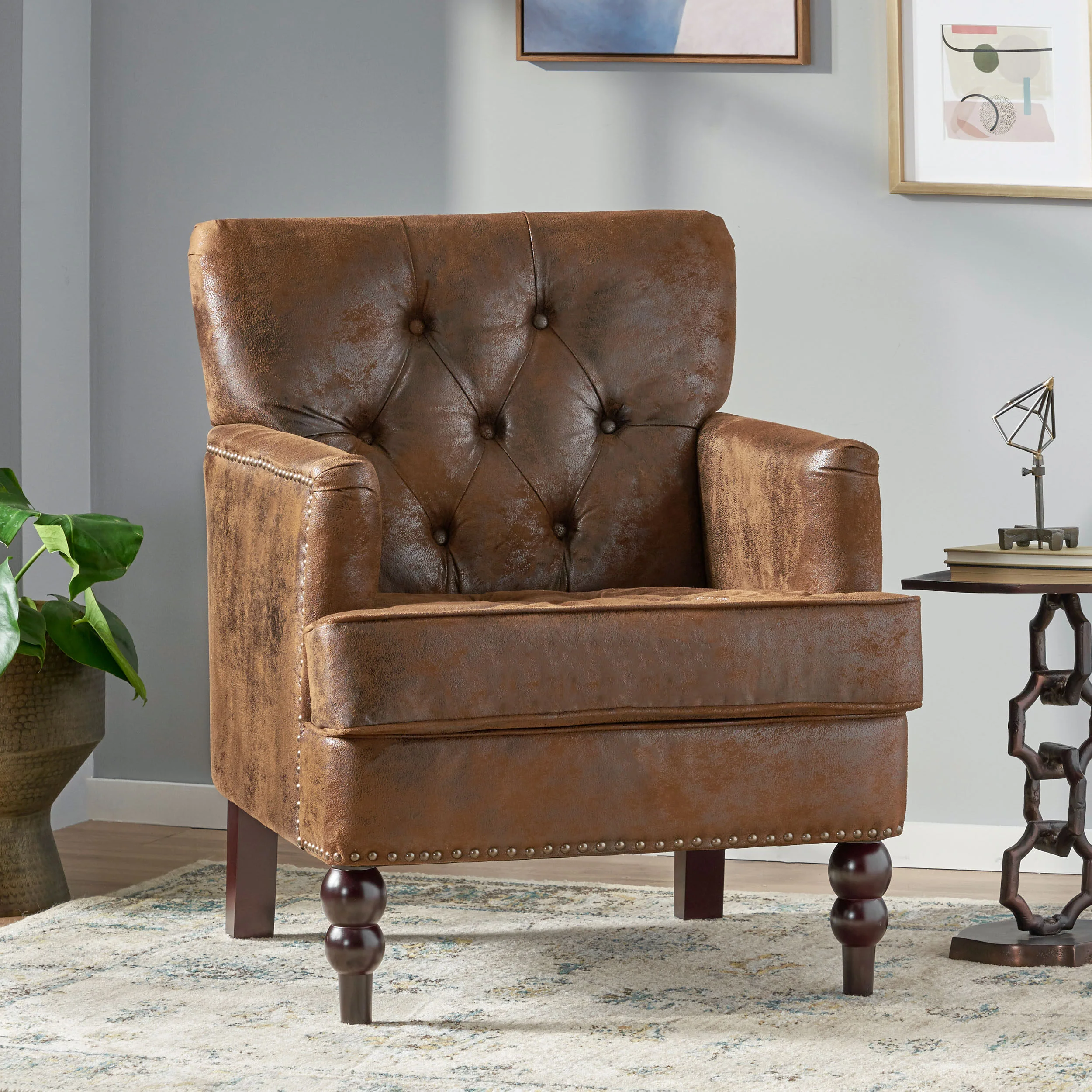 Madene Tufted Back Fabric Club Chair - furnishings