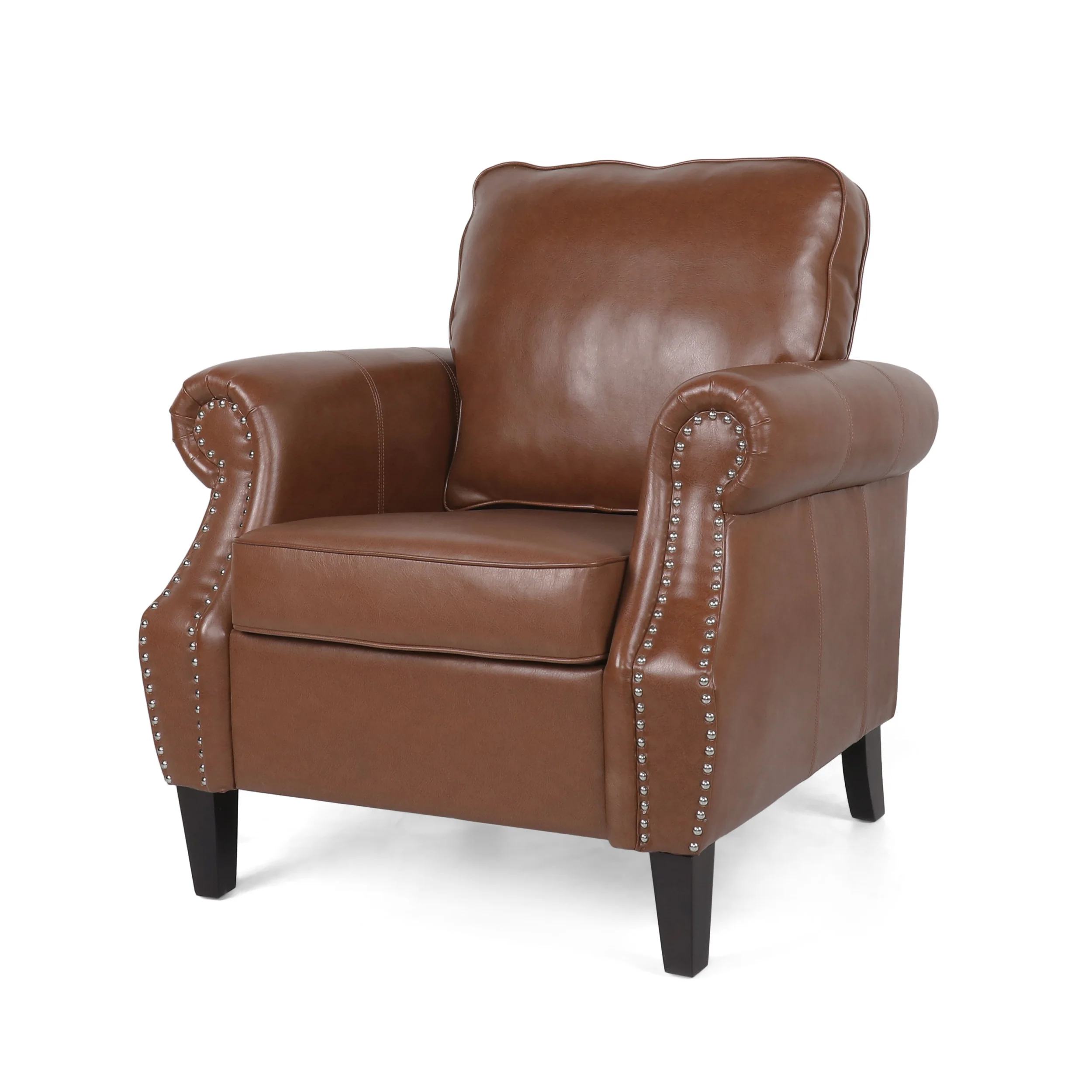 Burkehaven Contemporary Faux Leather Club Chair with Nailhead Trim - furnishings