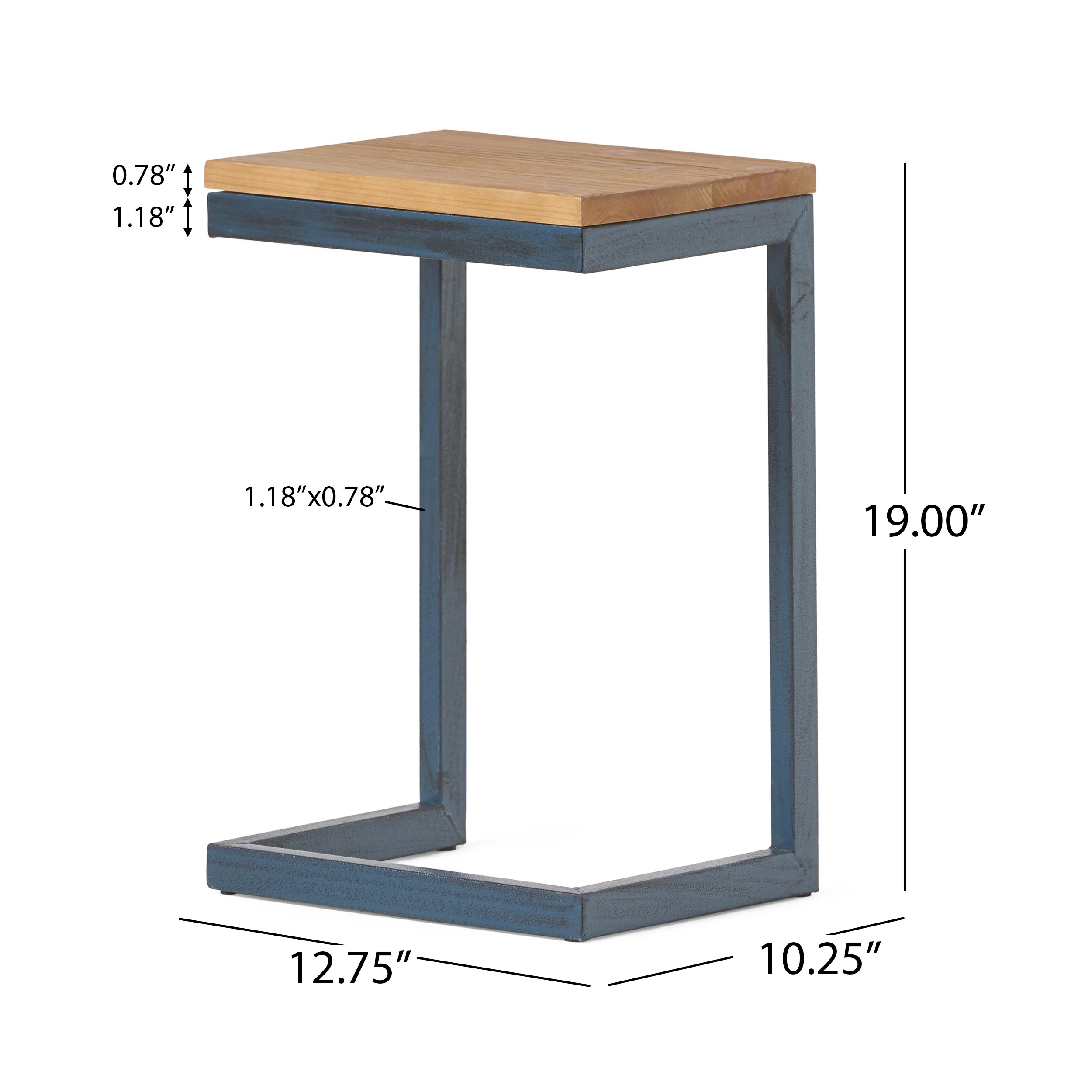 Ramona Modern Industrial Firwood C-Shaped Accent Side Table with Iron Frame - furnishings