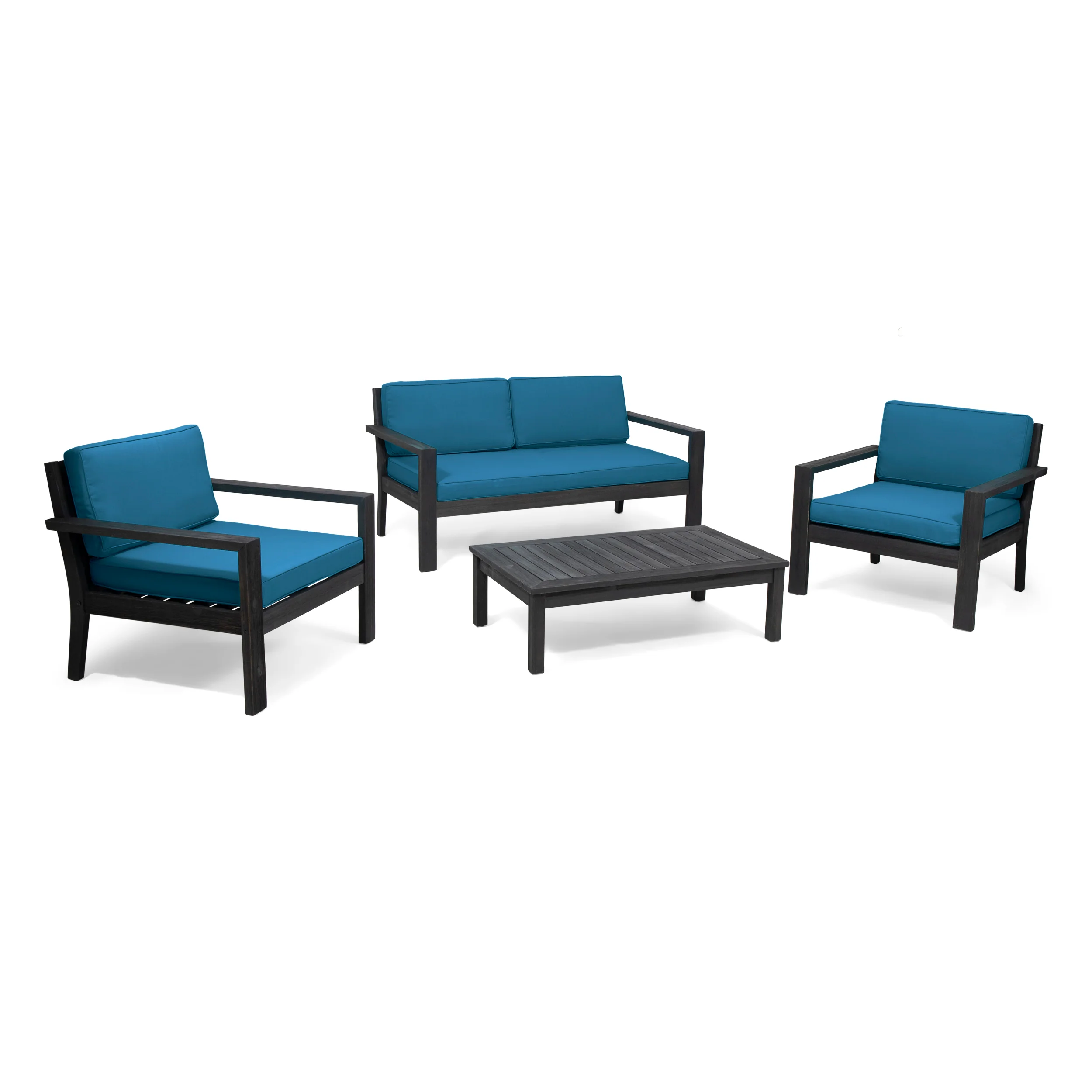 Joanne Outdoor 4 Seater Acacia Wood Chat Set with Cushions - furnishings