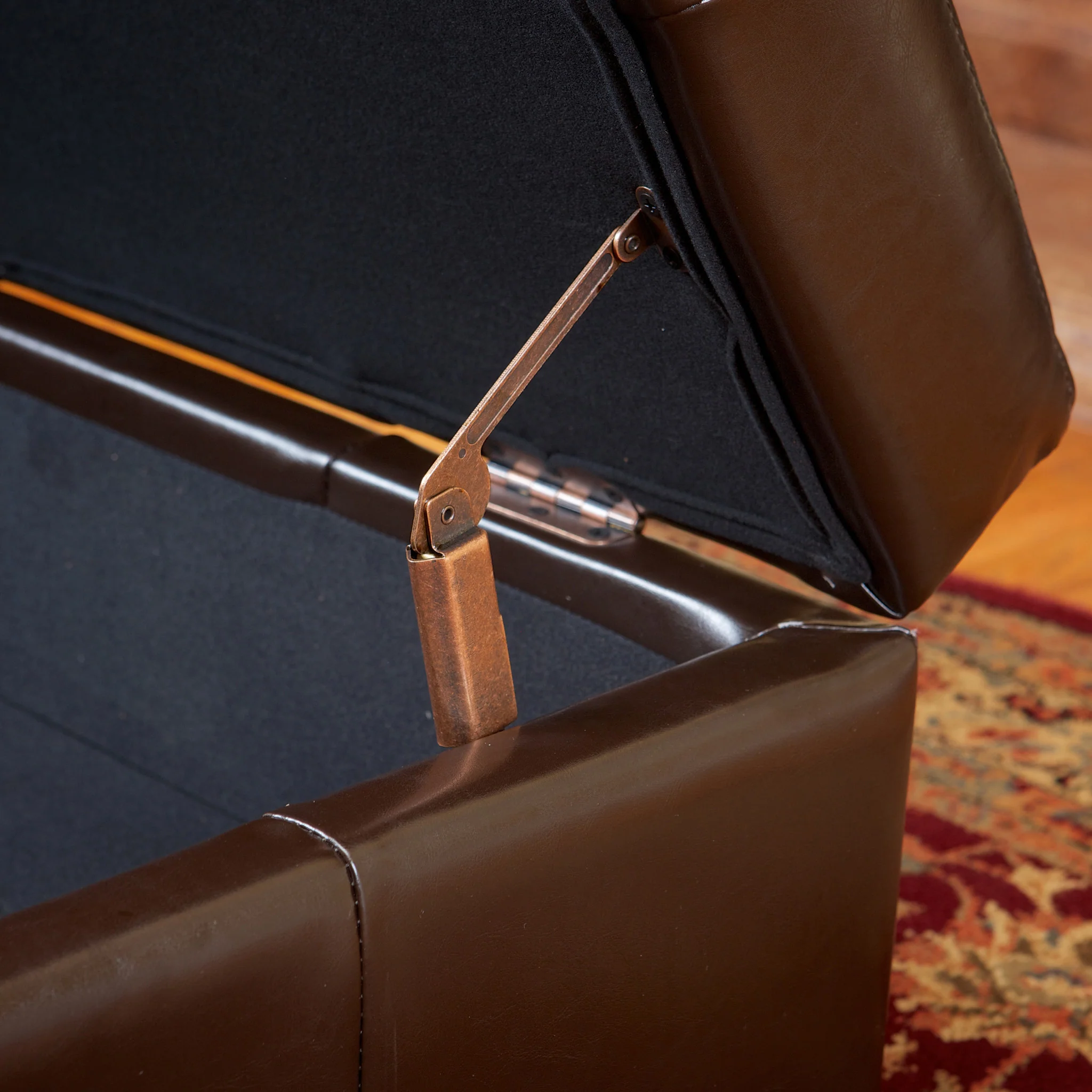 Westridge Brown Leather Storage Ottoman - furnishings