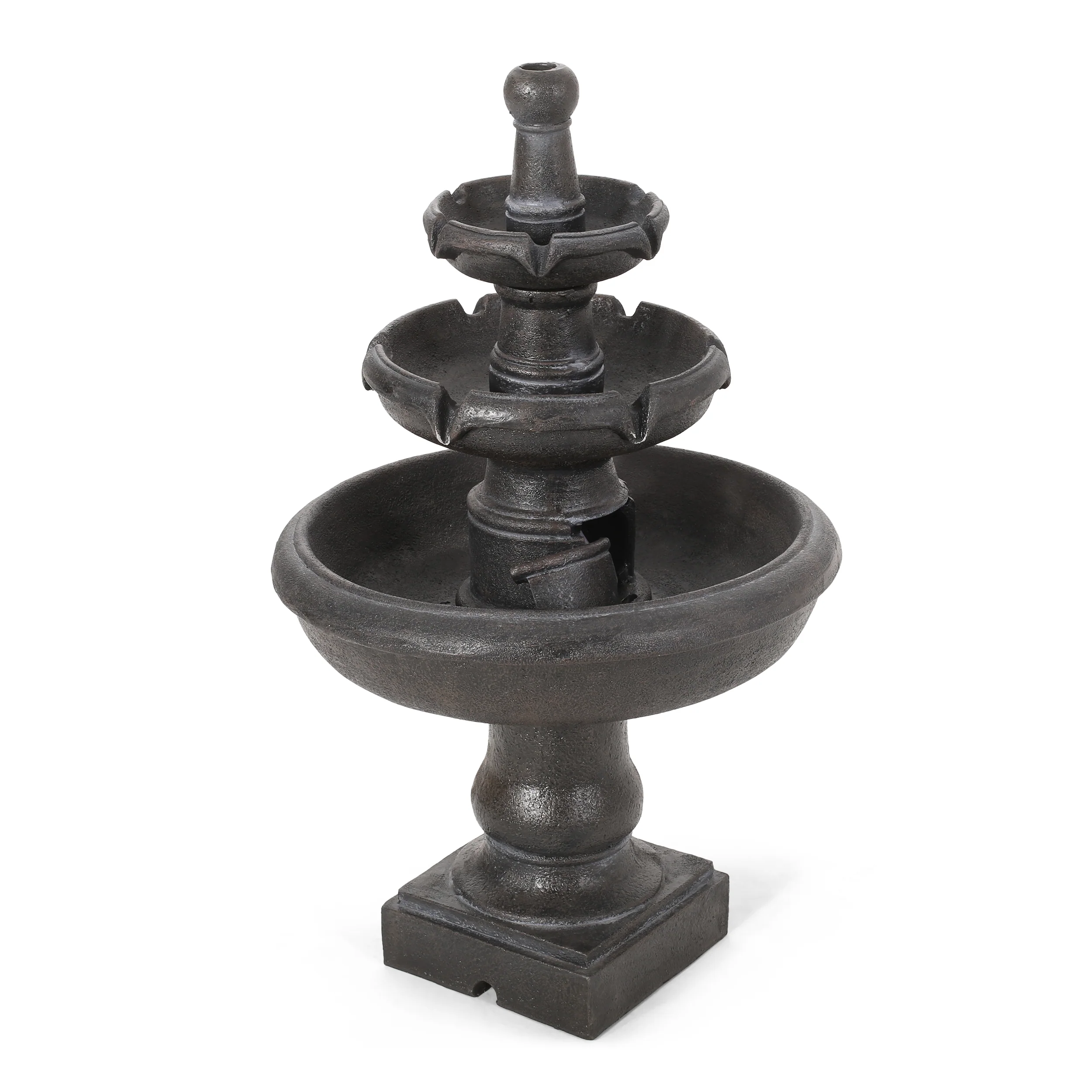 Irwington Outdoor 3-Tier Fountain, Dark Gray - furnishings