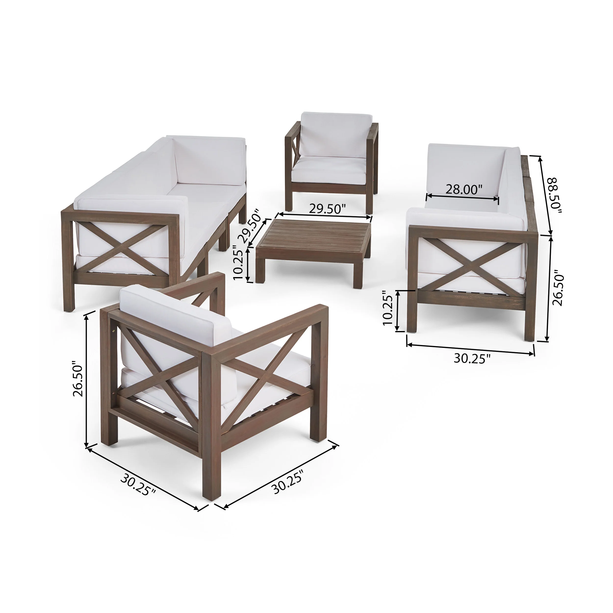 Morgan Outdoor 8 Seater Acacia Wood Sofa and Club Chair Set - furnishings