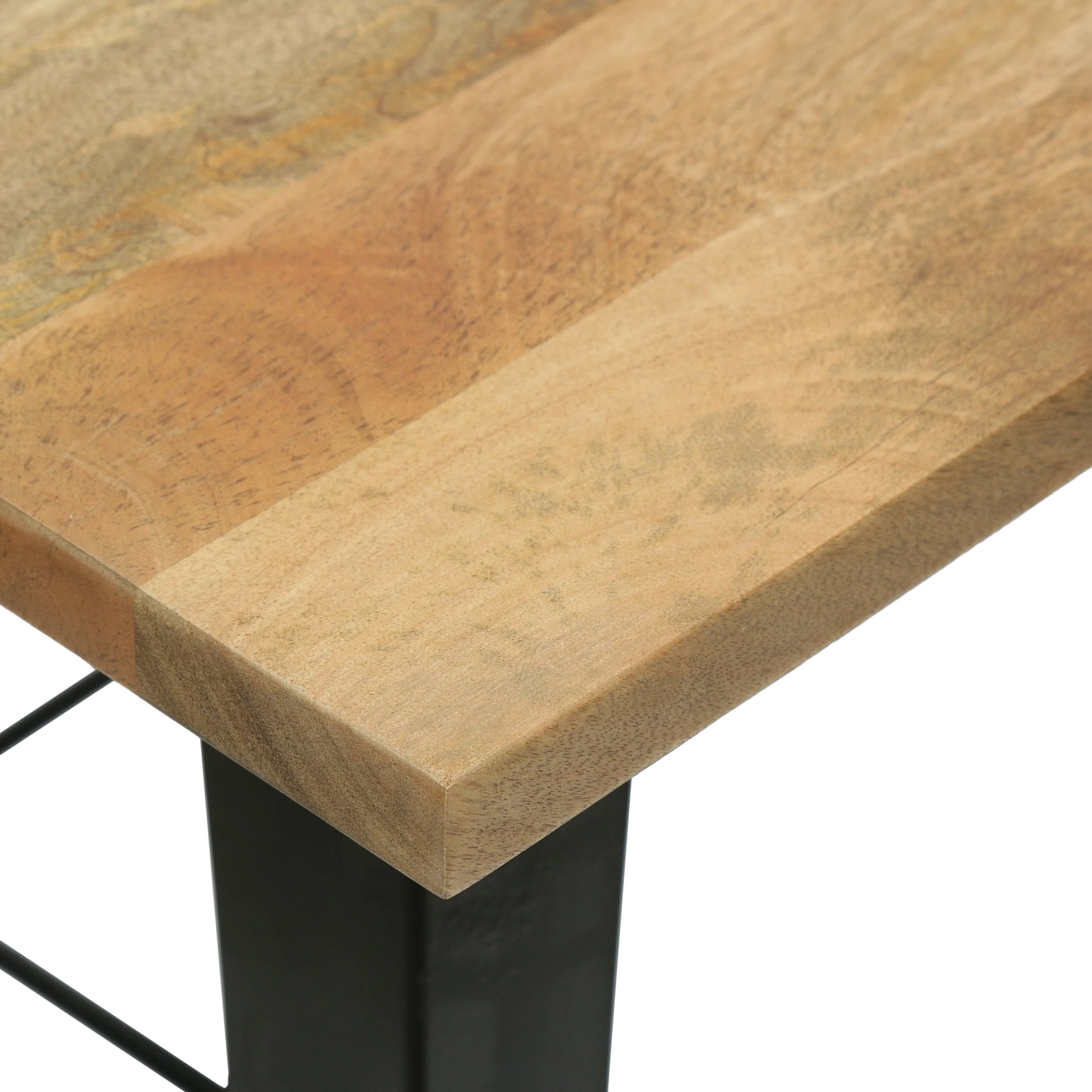 Muntz Handcrafted Modern Industrial Mango Wood Oversized Side Table, Natural and Black - furnishings