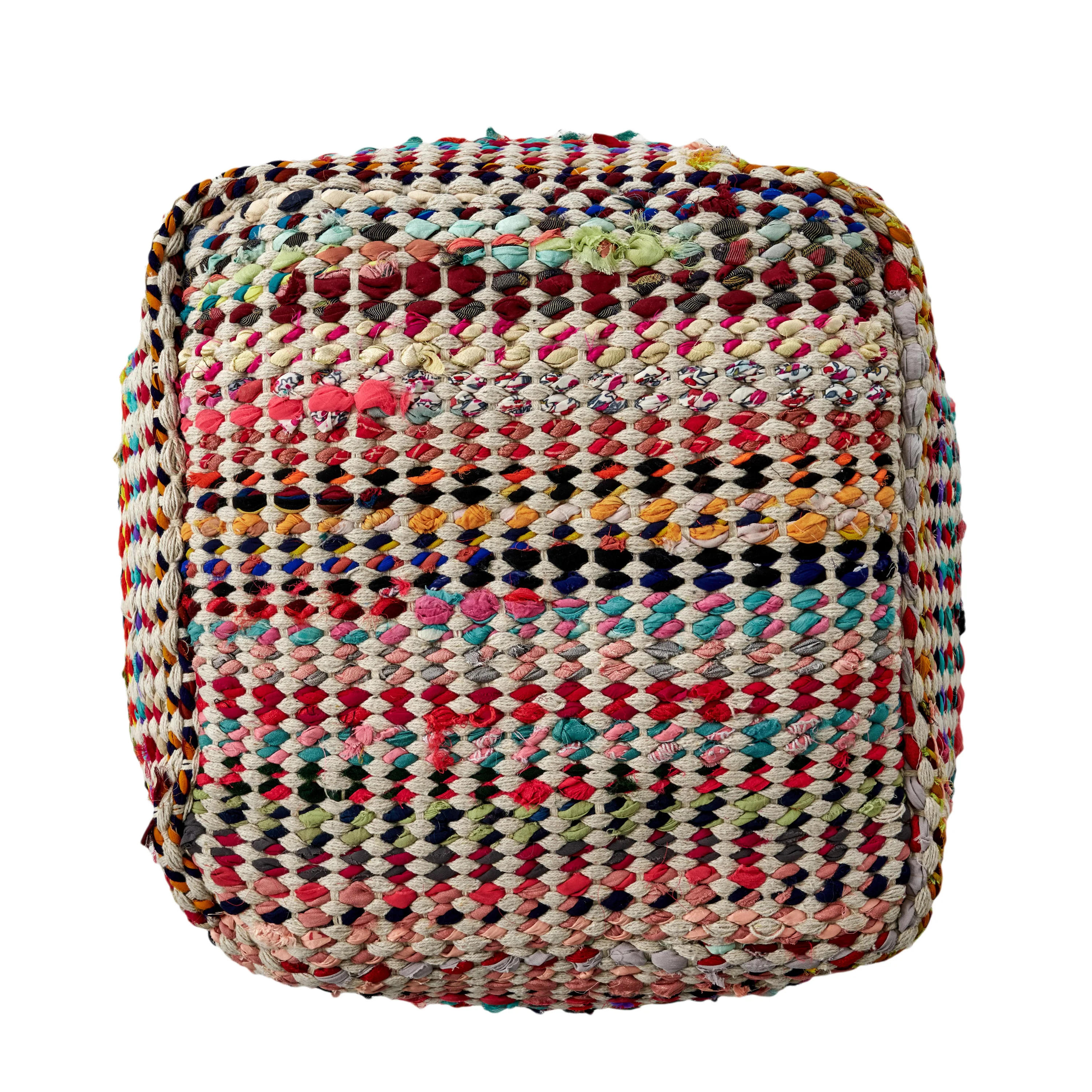 Marcela Handcrafted Boho Fabric Pouf - furnishings